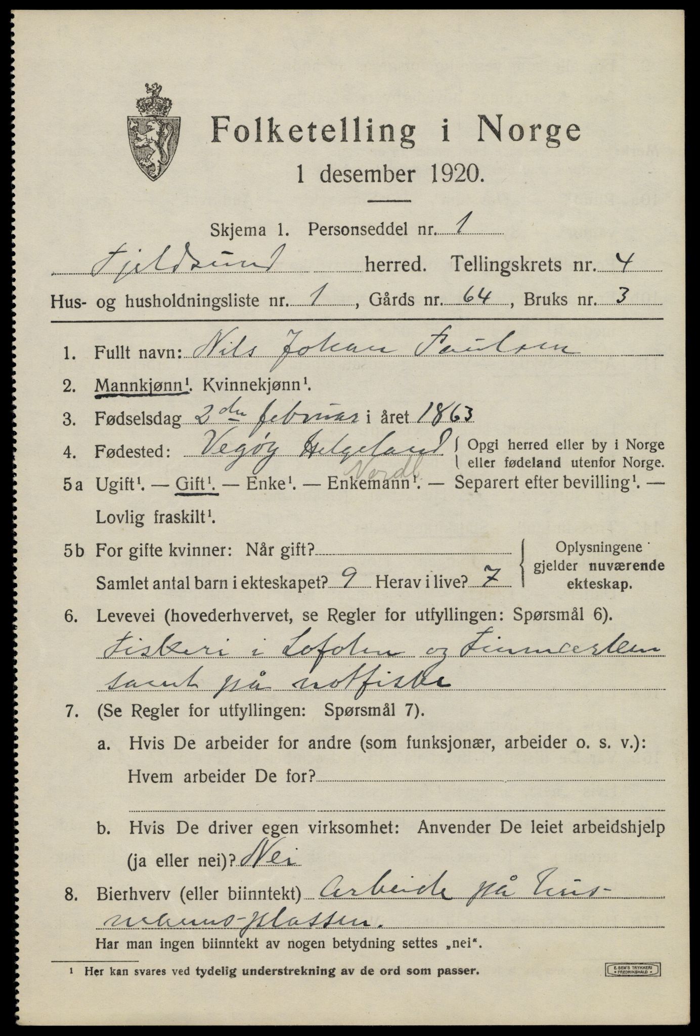 SAT, Folketelling 1920 for 1852 Tjeldsund herred, 1920, s. 2286