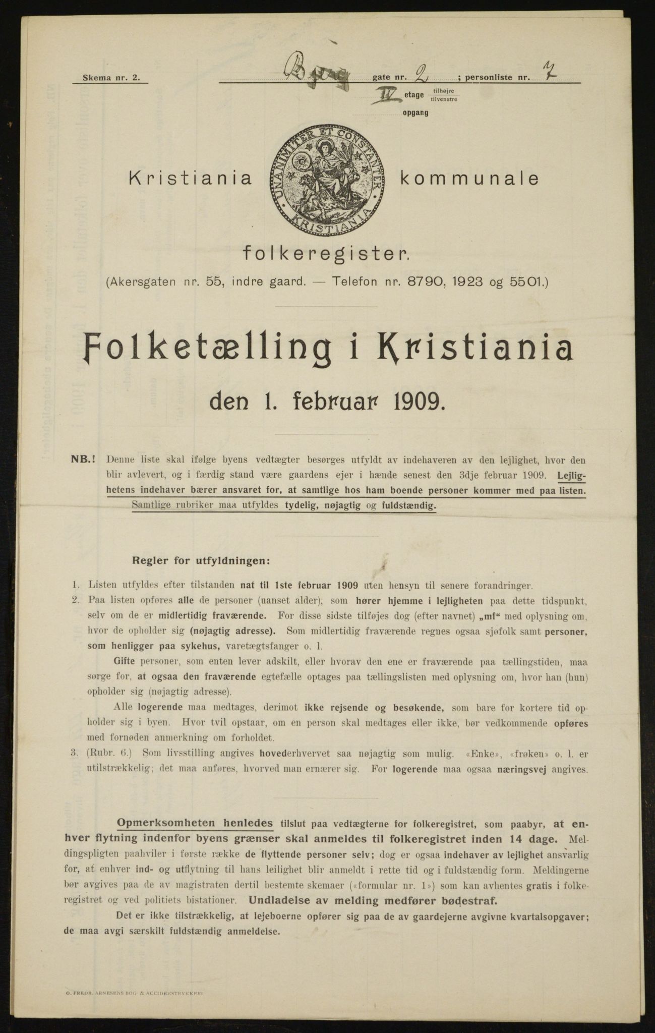 OBA, Kommunal folketelling 1.2.1909 for Kristiania kjøpstad, 1909, s. 4923