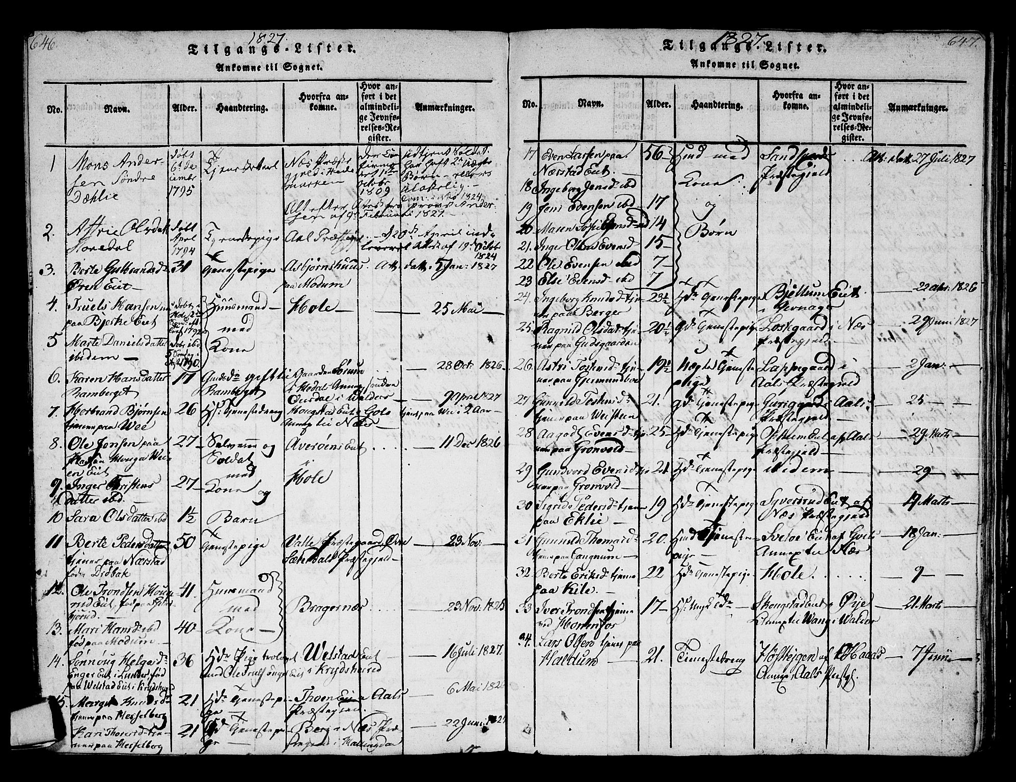 Norderhov kirkebøker, AV/SAKO-A-237/F/Fa/L0008: Ministerialbok nr. 8, 1814-1833, s. 646-647