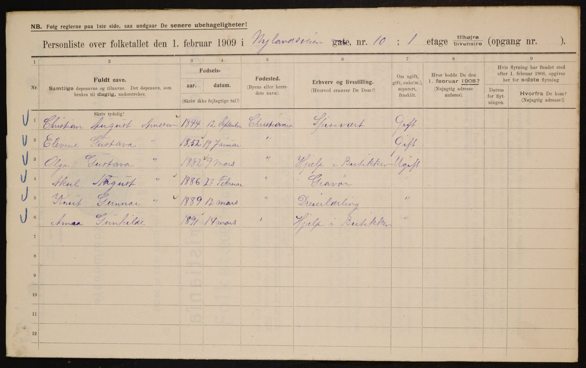 OBA, Kommunal folketelling 1.2.1909 for Kristiania kjøpstad, 1909, s. 67064