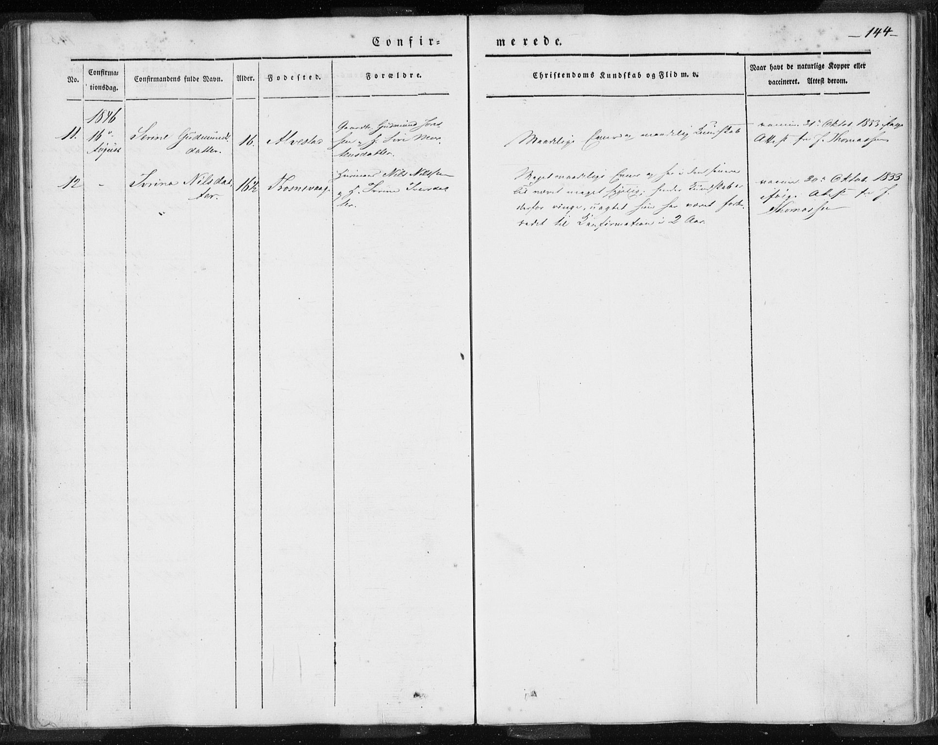 Skudenes sokneprestkontor, SAST/A -101849/H/Ha/Haa/L0002: Ministerialbok nr. A 2.1, 1841-1846, s. 144