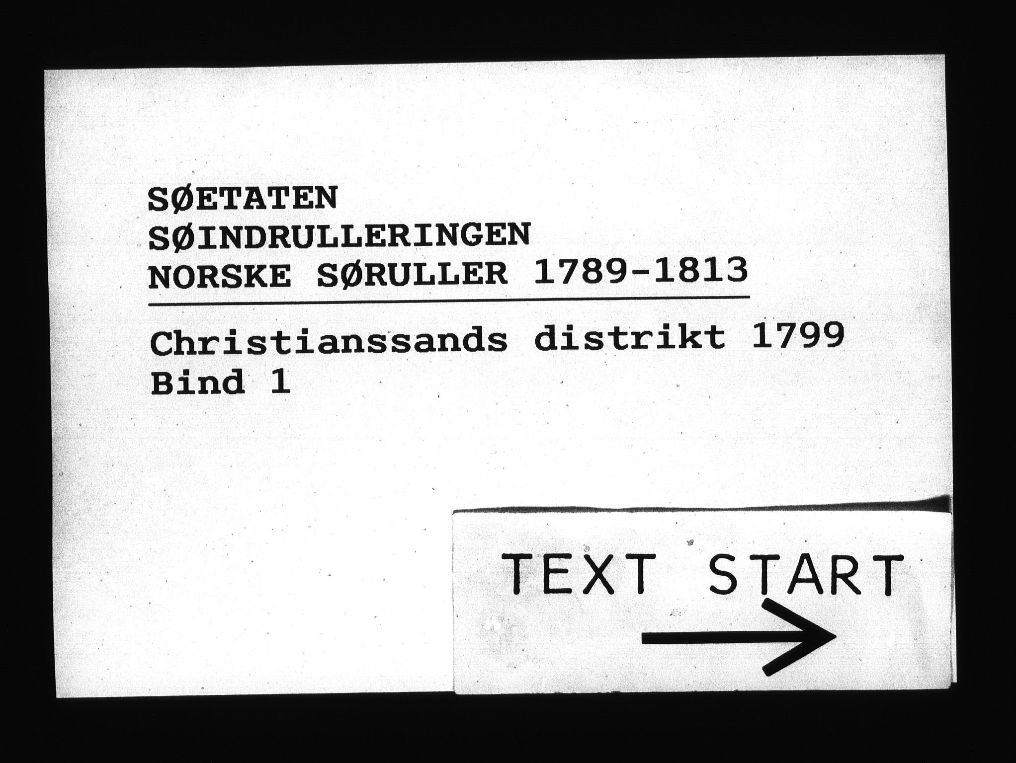 Sjøetaten, AV/RA-EA-3110/F/L0032: Kristiansand distrikt, bind 1, 1799