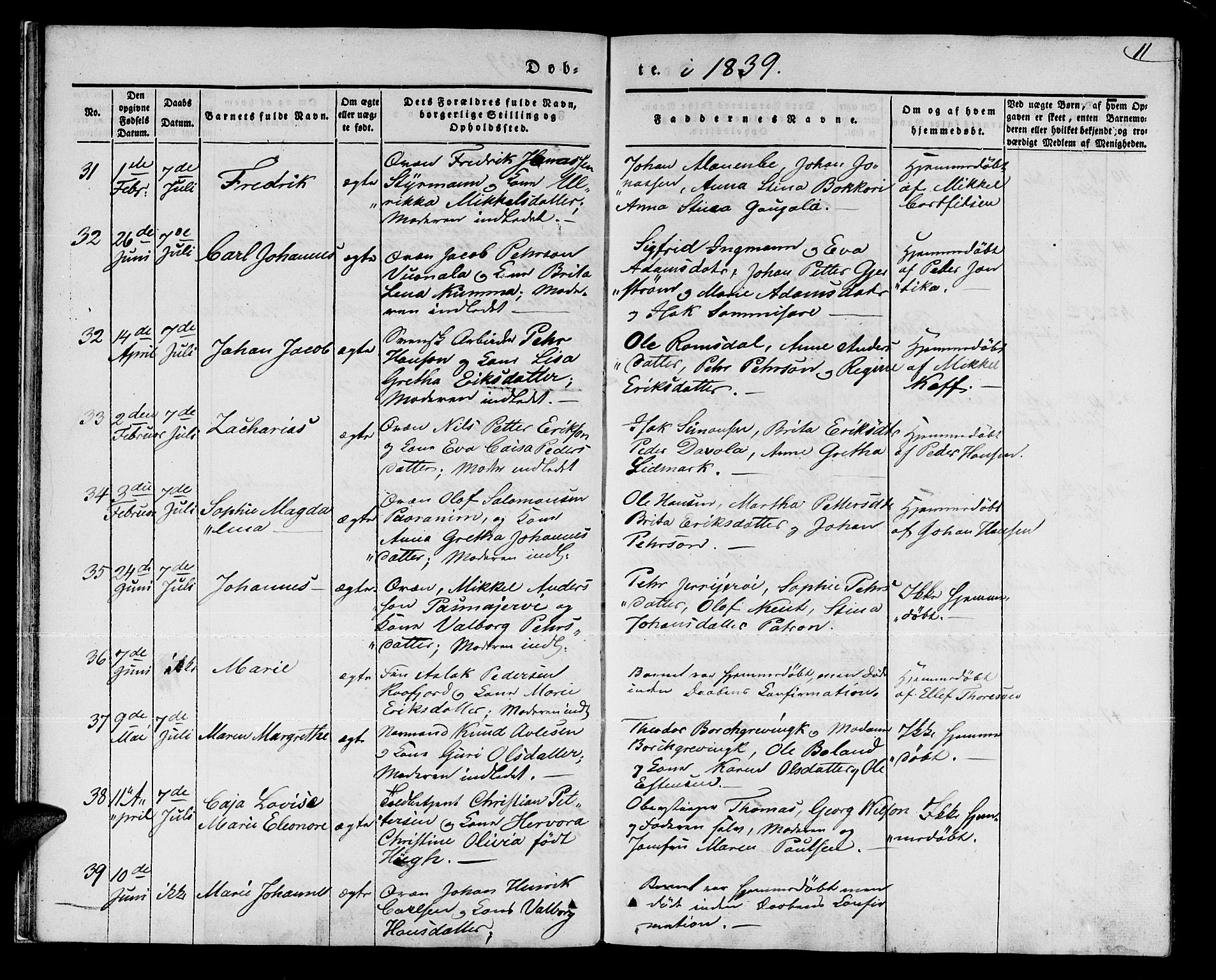 Talvik sokneprestkontor, AV/SATØ-S-1337/H/Ha/L0015kirke: Ministerialbok nr. 15, 1837-1847, s. 11
