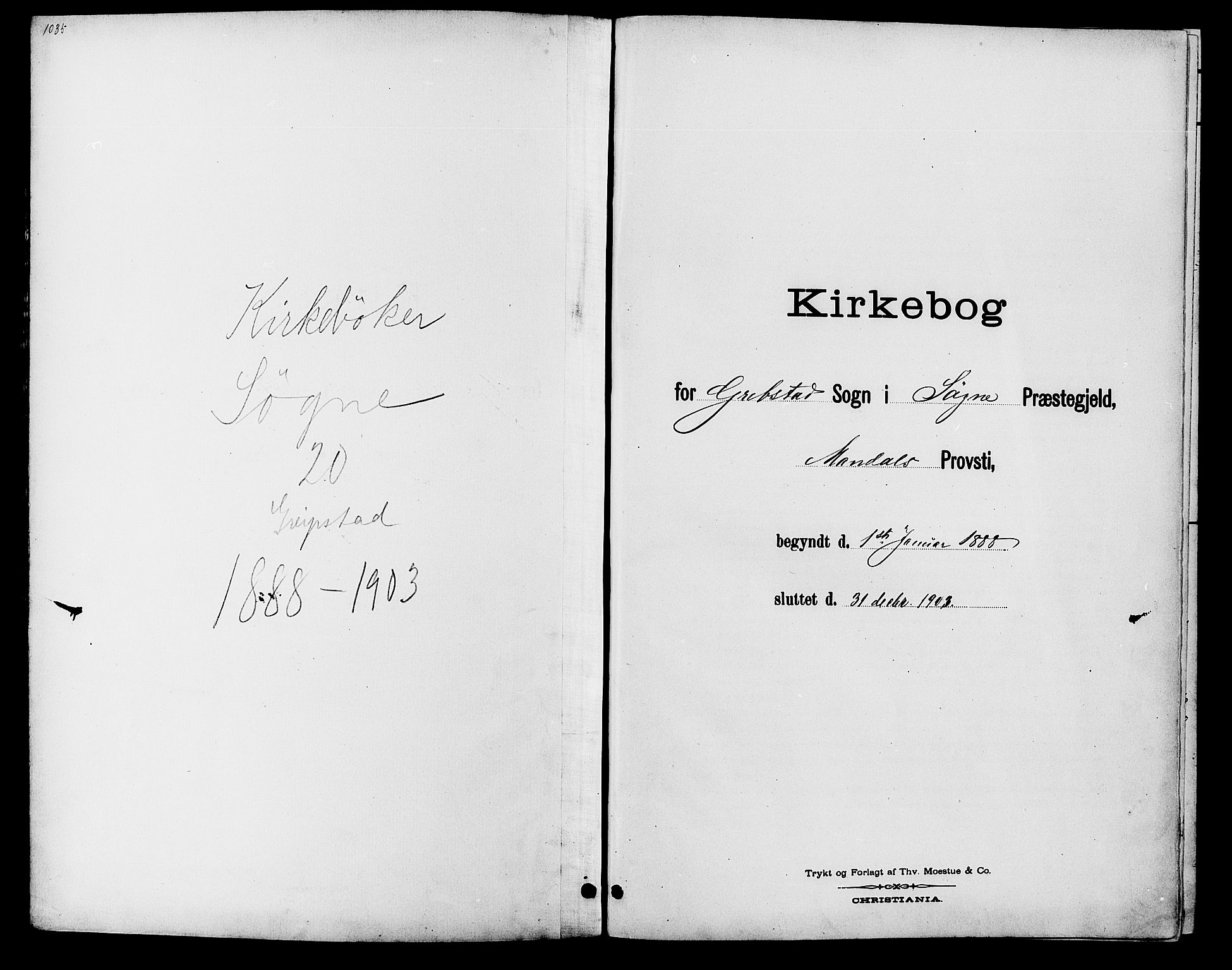 Søgne sokneprestkontor, SAK/1111-0037/F/Fb/Fba/L0004: Klokkerbok nr. B 4, 1888-1903
