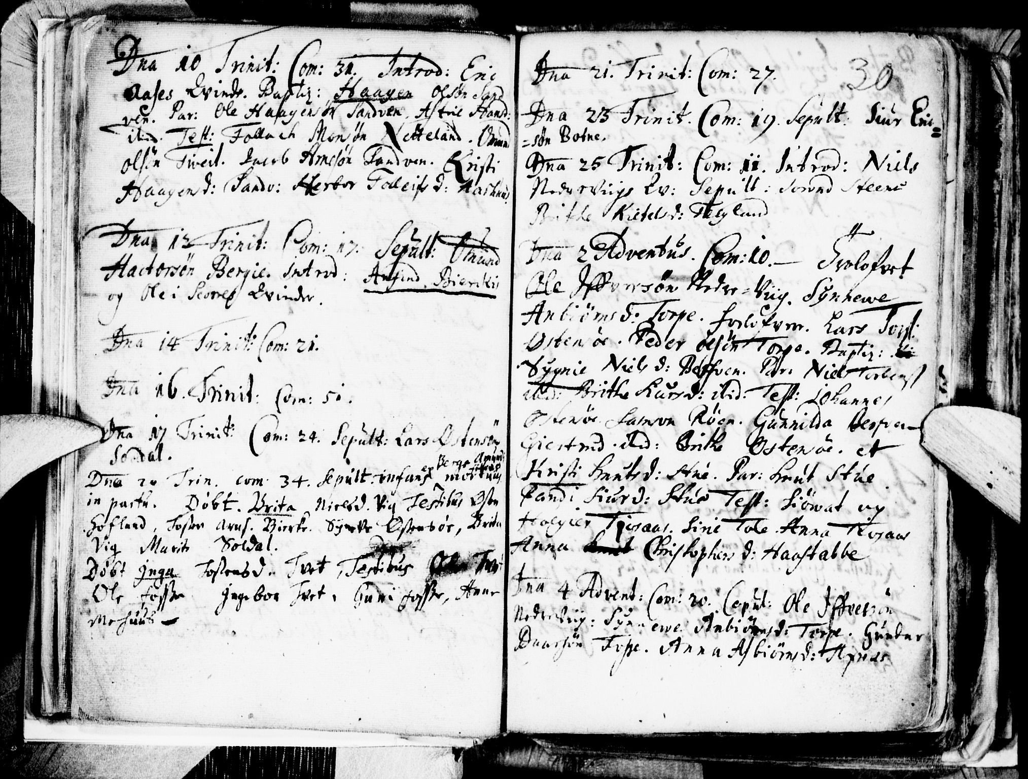 Kvam sokneprestembete, AV/SAB-A-76201/H/Haa: Ministerialbok nr. A 1, 1690-1741, s. 30