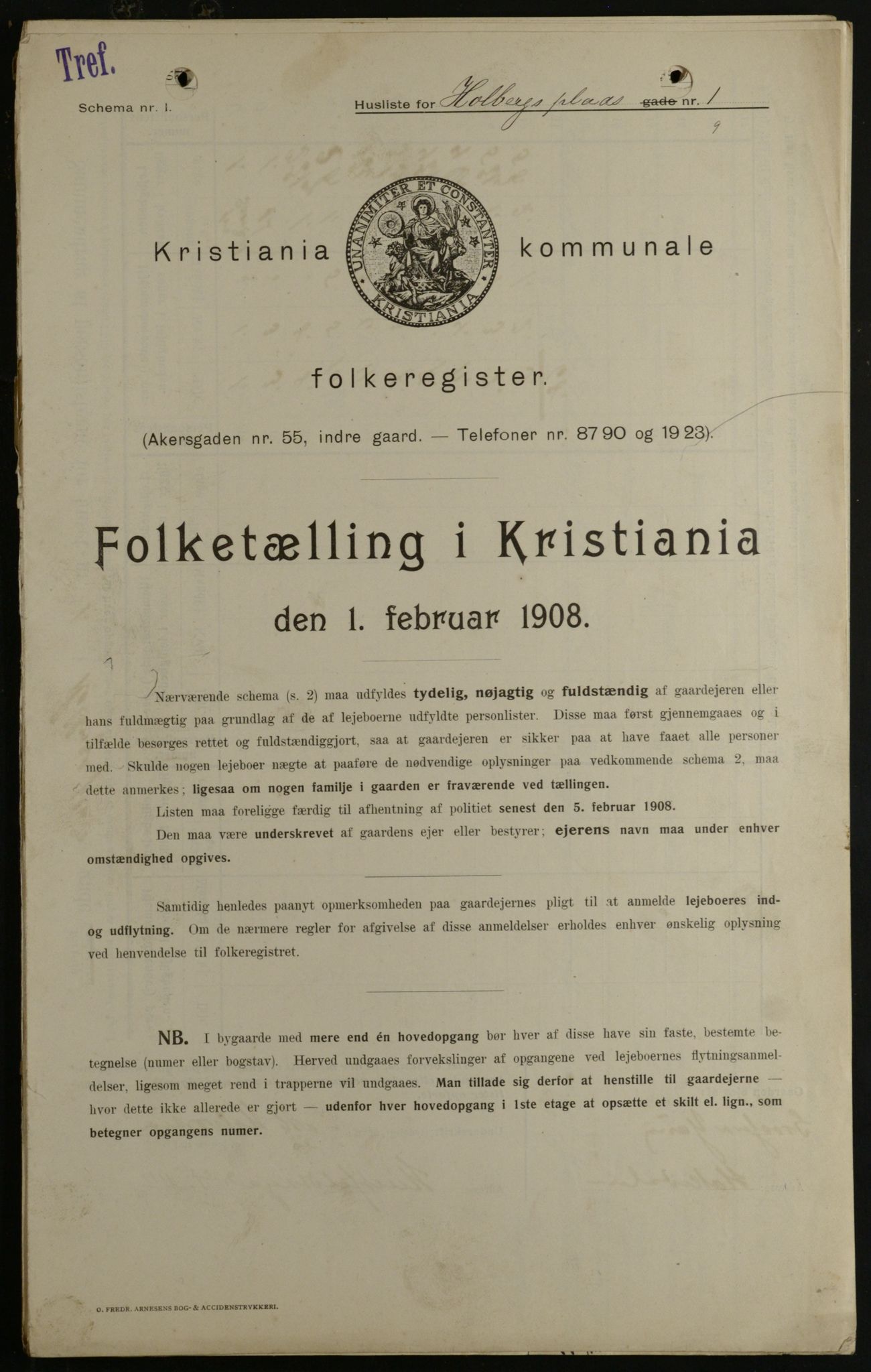 OBA, Kommunal folketelling 1.2.1908 for Kristiania kjøpstad, 1908, s. 36441