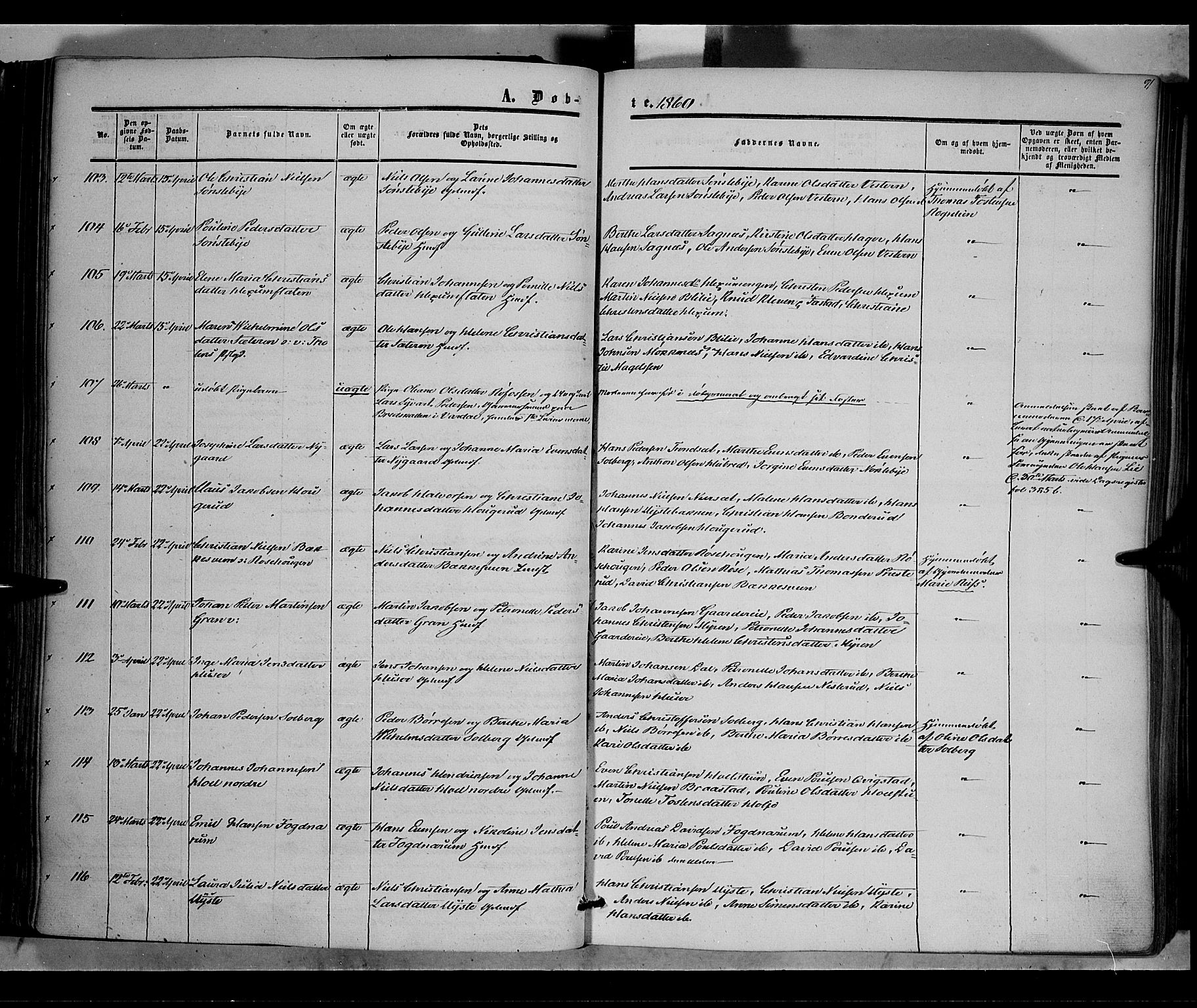 Vestre Toten prestekontor, SAH/PREST-108/H/Ha/Haa/L0006: Ministerialbok nr. 6, 1856-1861, s. 91