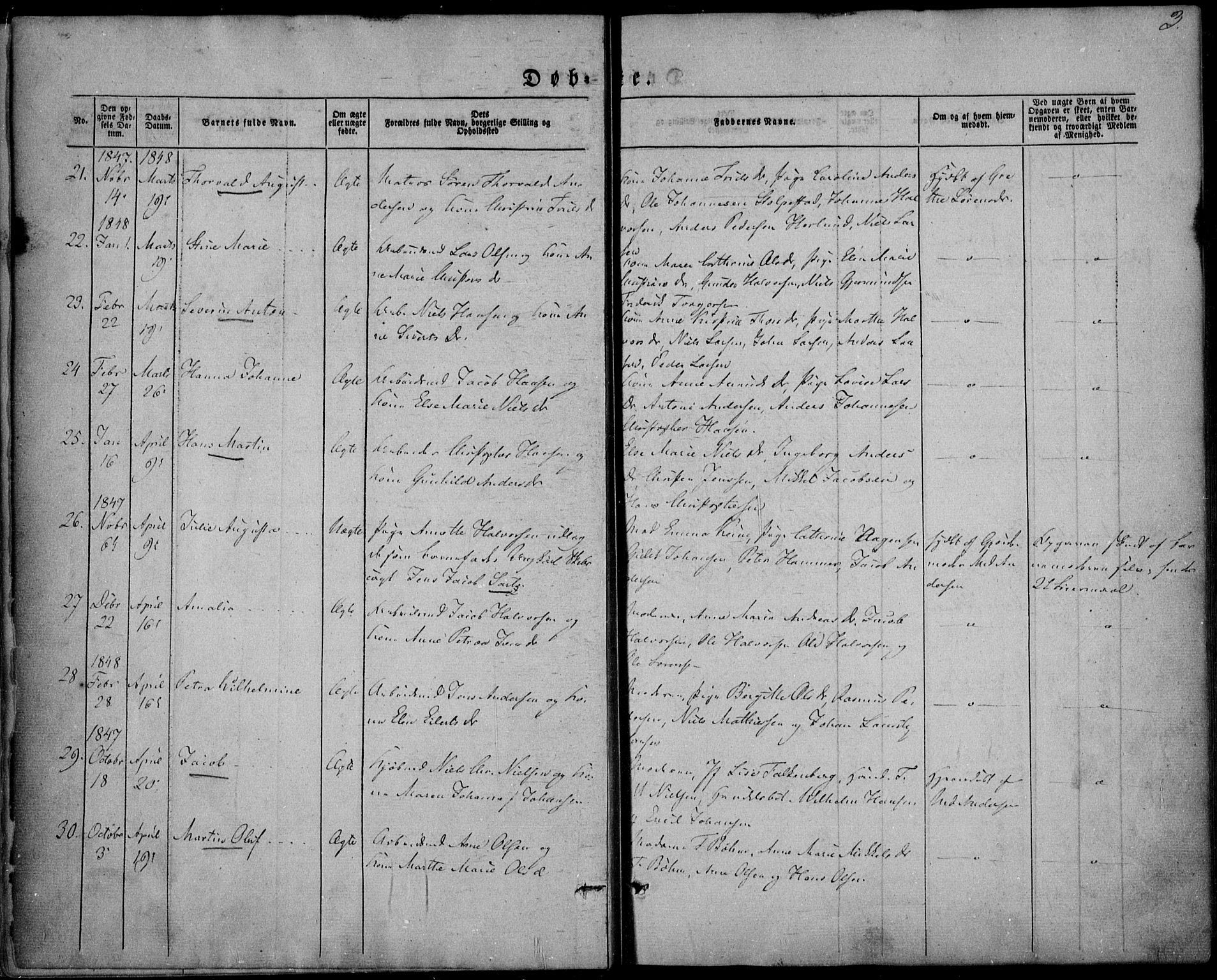 Larvik kirkebøker, AV/SAKO-A-352/F/Fa/L0003: Ministerialbok nr. I 3, 1848-1856, s. 3