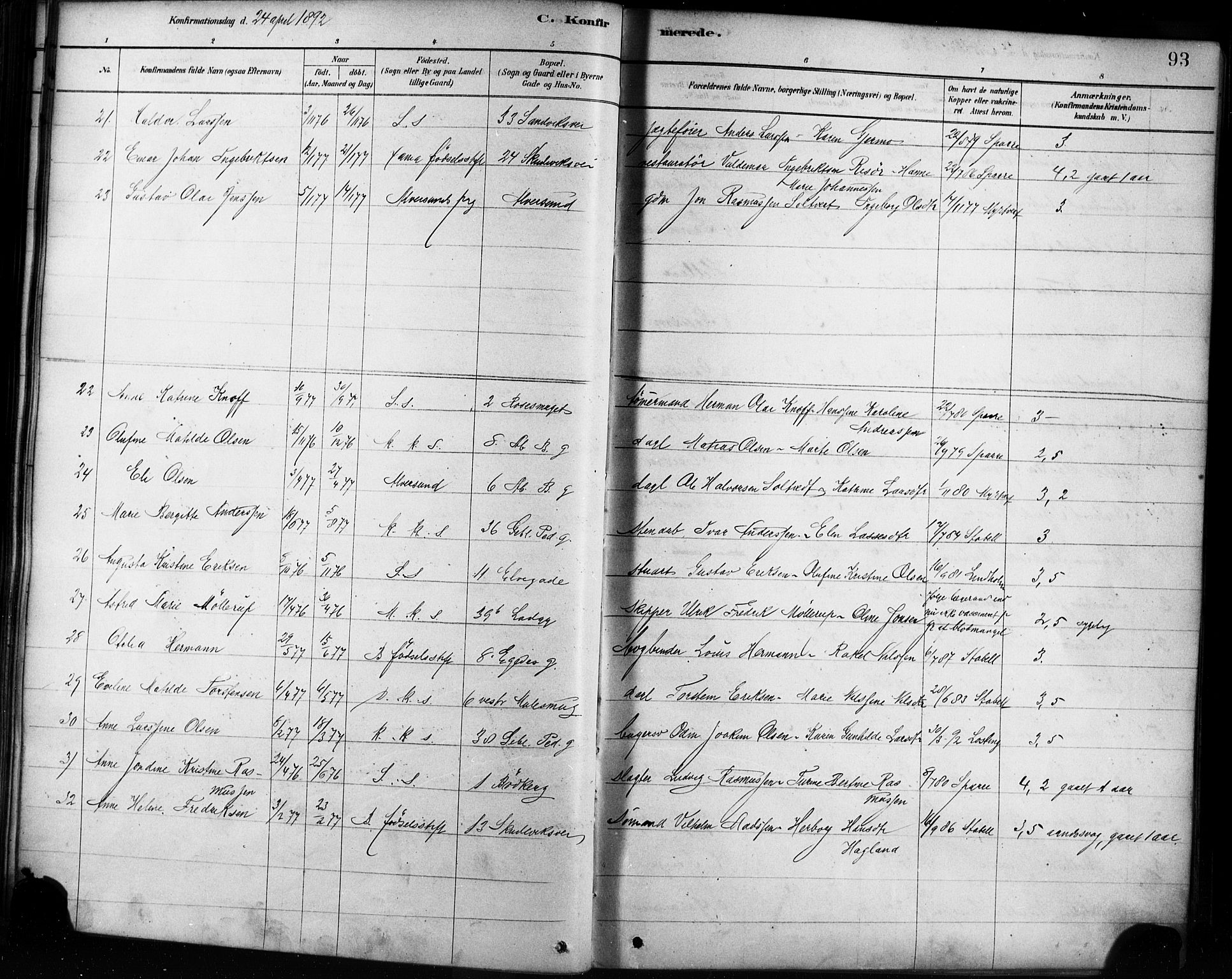 Sandviken Sokneprestembete, AV/SAB-A-77601/H/Ha/L0002: Ministerialbok nr. A 2, 1878-1896, s. 93