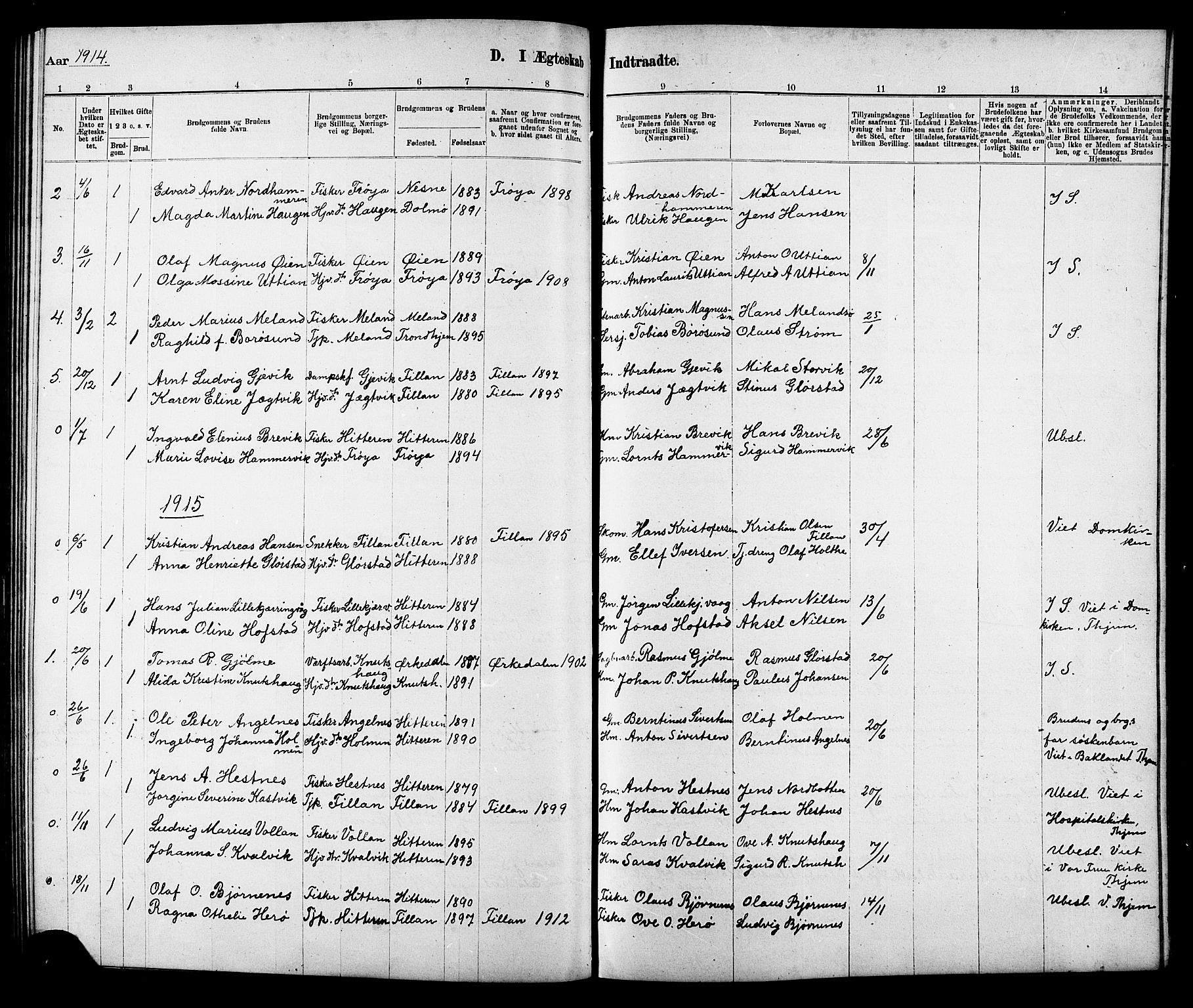 Ministerialprotokoller, klokkerbøker og fødselsregistre - Sør-Trøndelag, SAT/A-1456/634/L0542: Klokkerbok nr. 634C04, 1892-1916