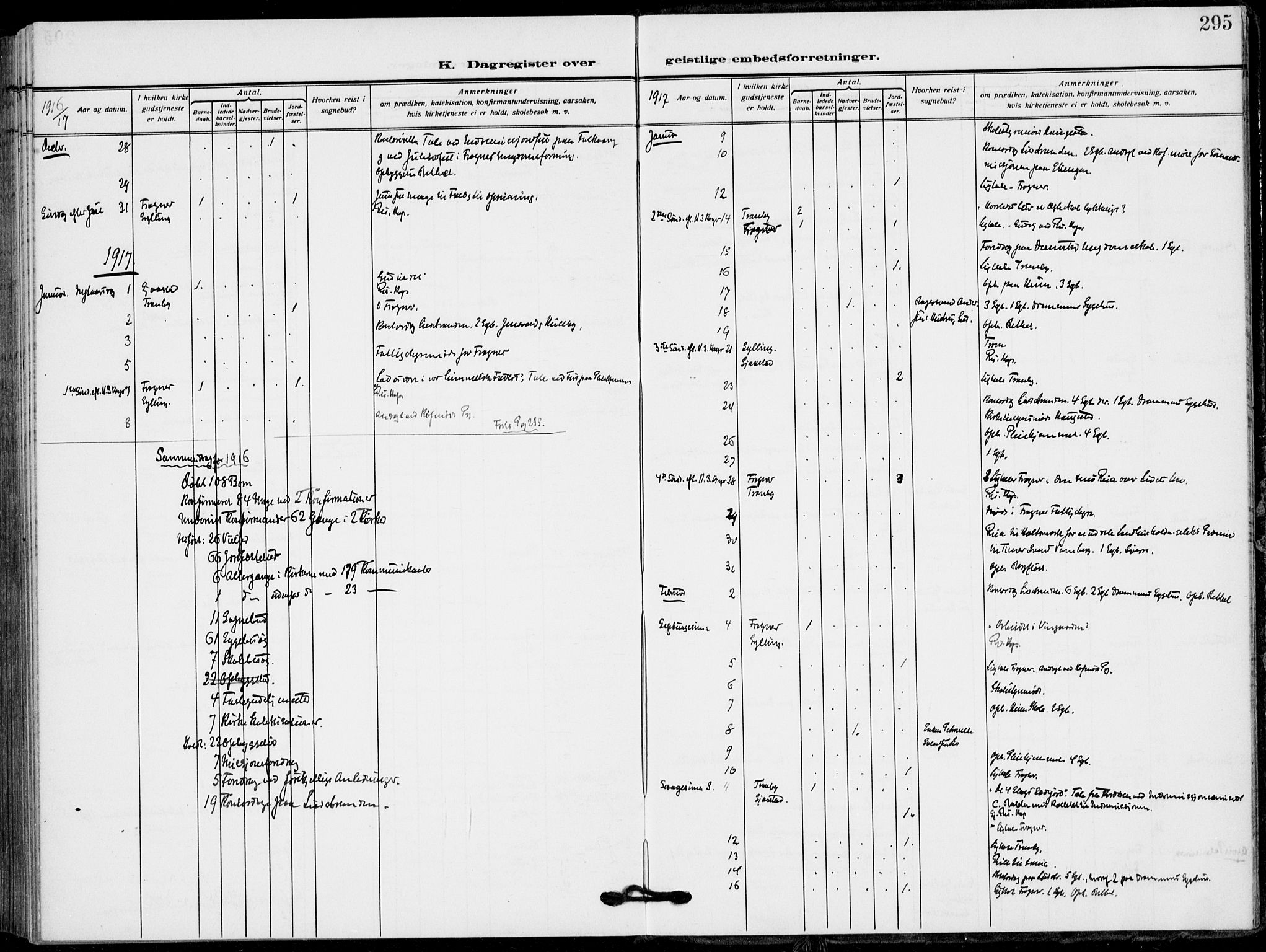 Lier kirkebøker, AV/SAKO-A-230/F/Fa/L0018: Ministerialbok nr. I 18, 1909-1917, s. 295