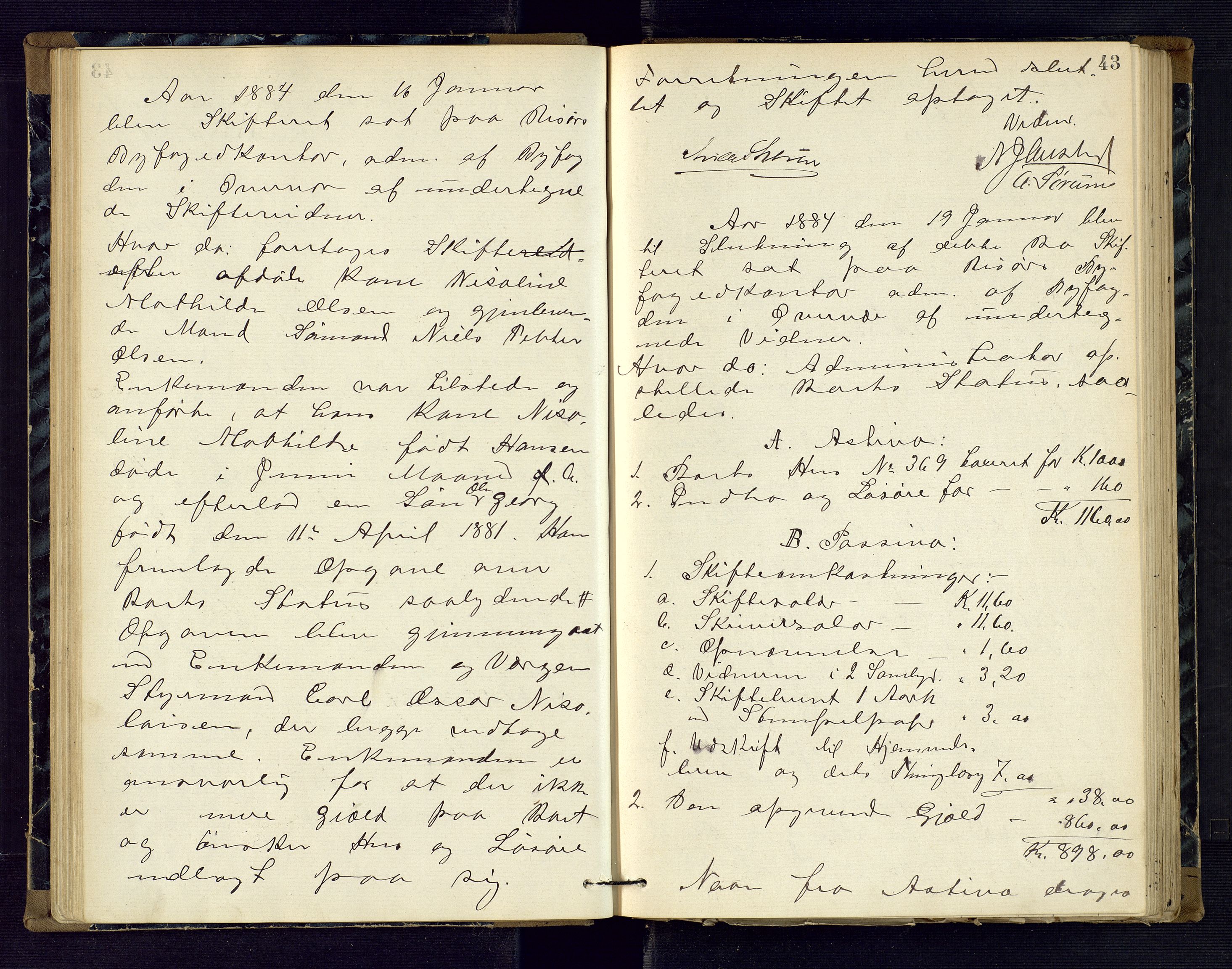Risør byfogd, AV/SAK-1222-0005/H/Hc/L0004: Skifteprotokoll nr. 3B, 1882-1886, s. 43