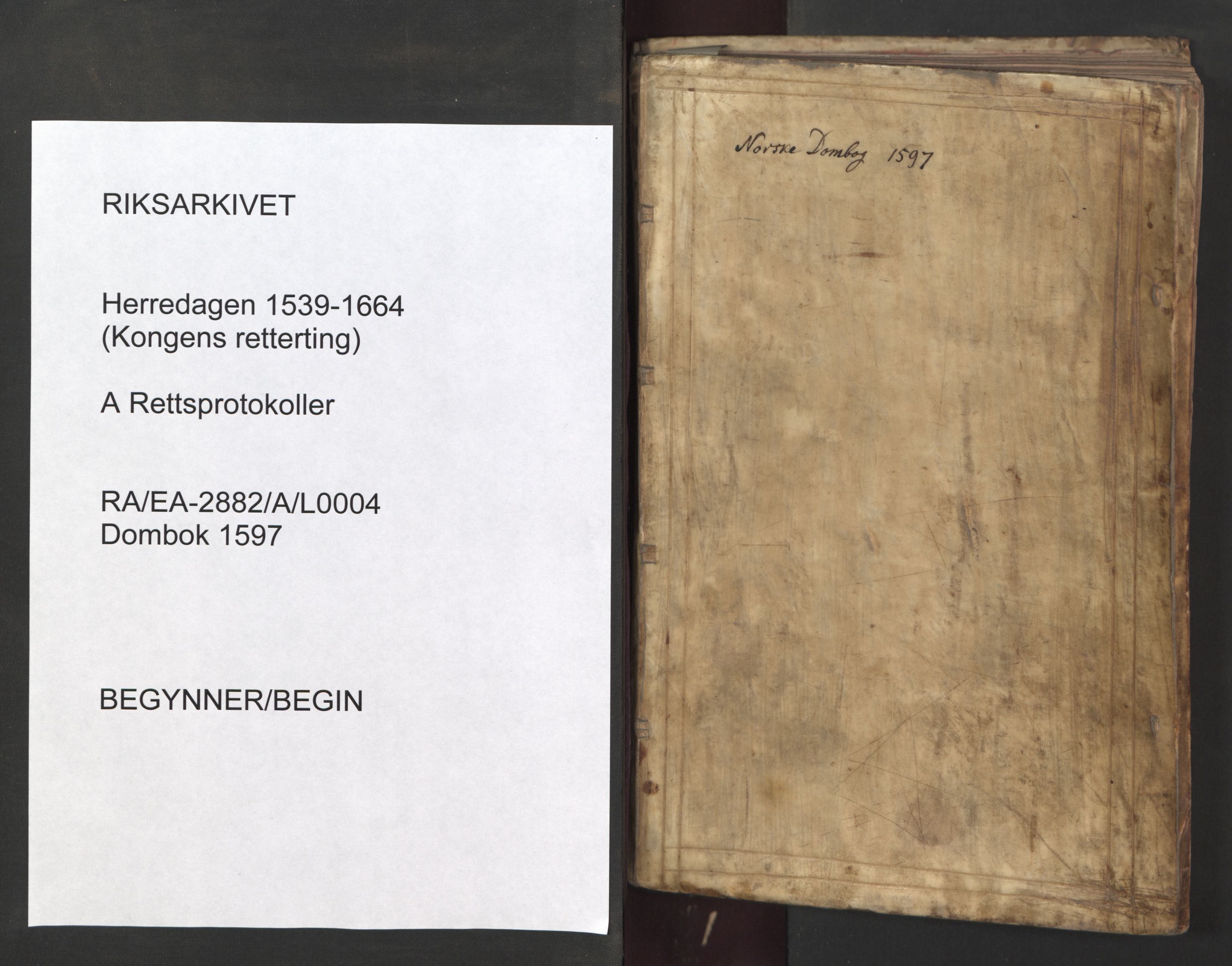 Herredagen 1539-1664  (Kongens Retterting), AV/RA-EA-2882/A/L0004: Dombok, 1597