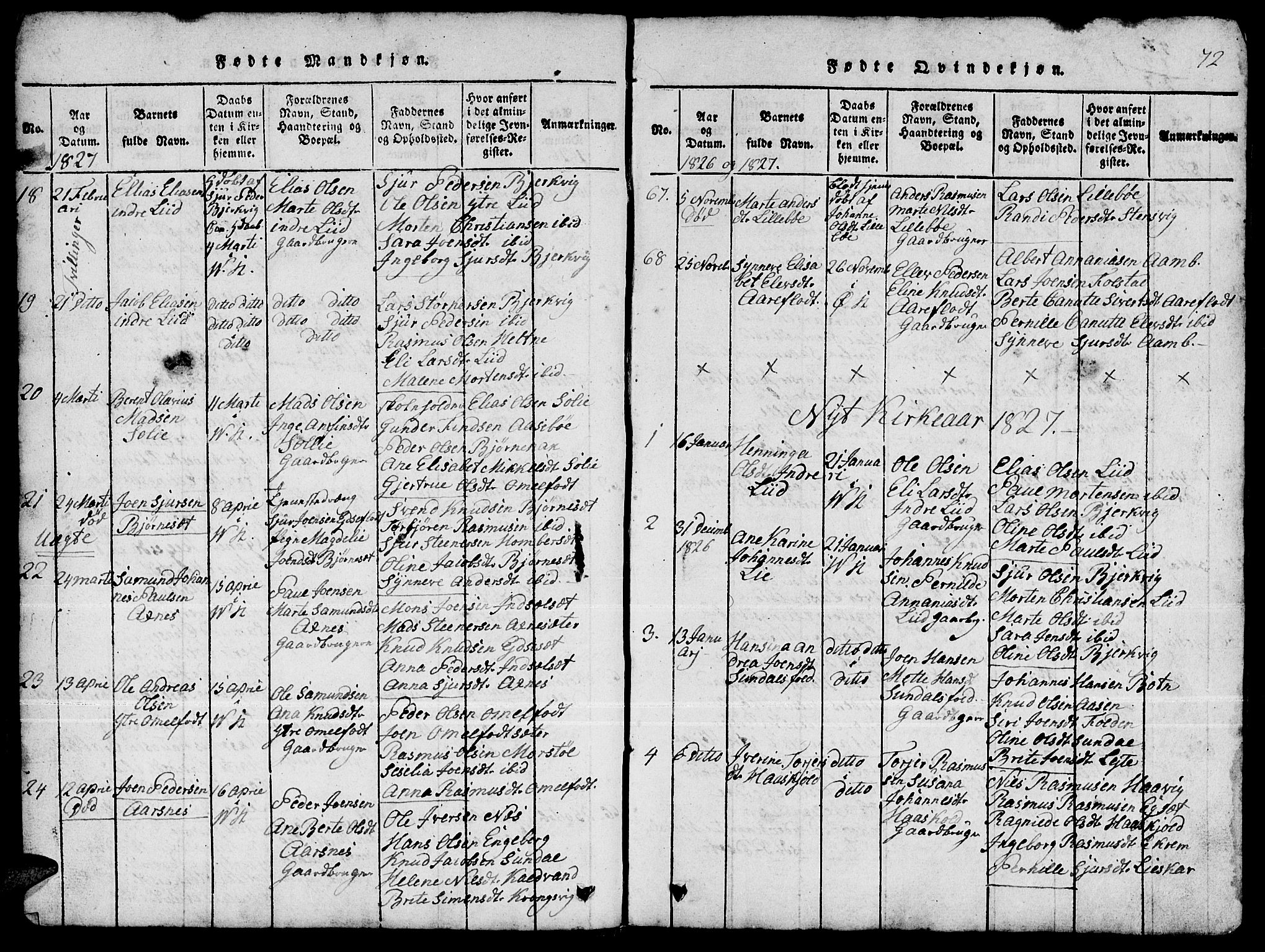 Ministerialprotokoller, klokkerbøker og fødselsregistre - Møre og Romsdal, SAT/A-1454/511/L0155: Klokkerbok nr. 511C01, 1817-1829, s. 72