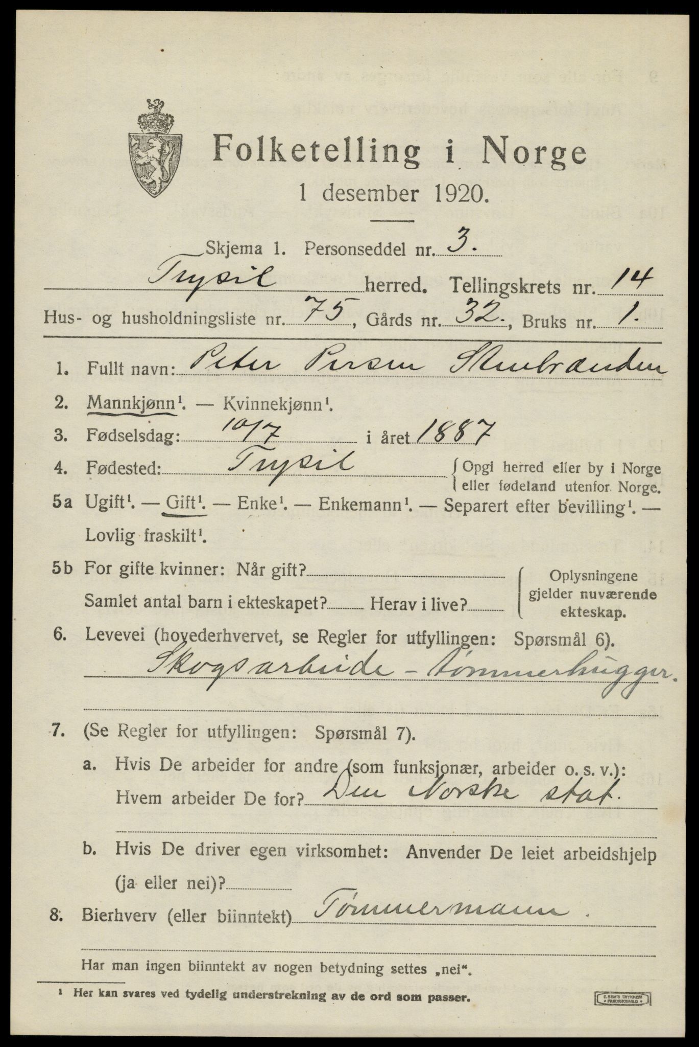 SAH, Folketelling 1920 for 0428 Trysil herred, 1920, s. 8775