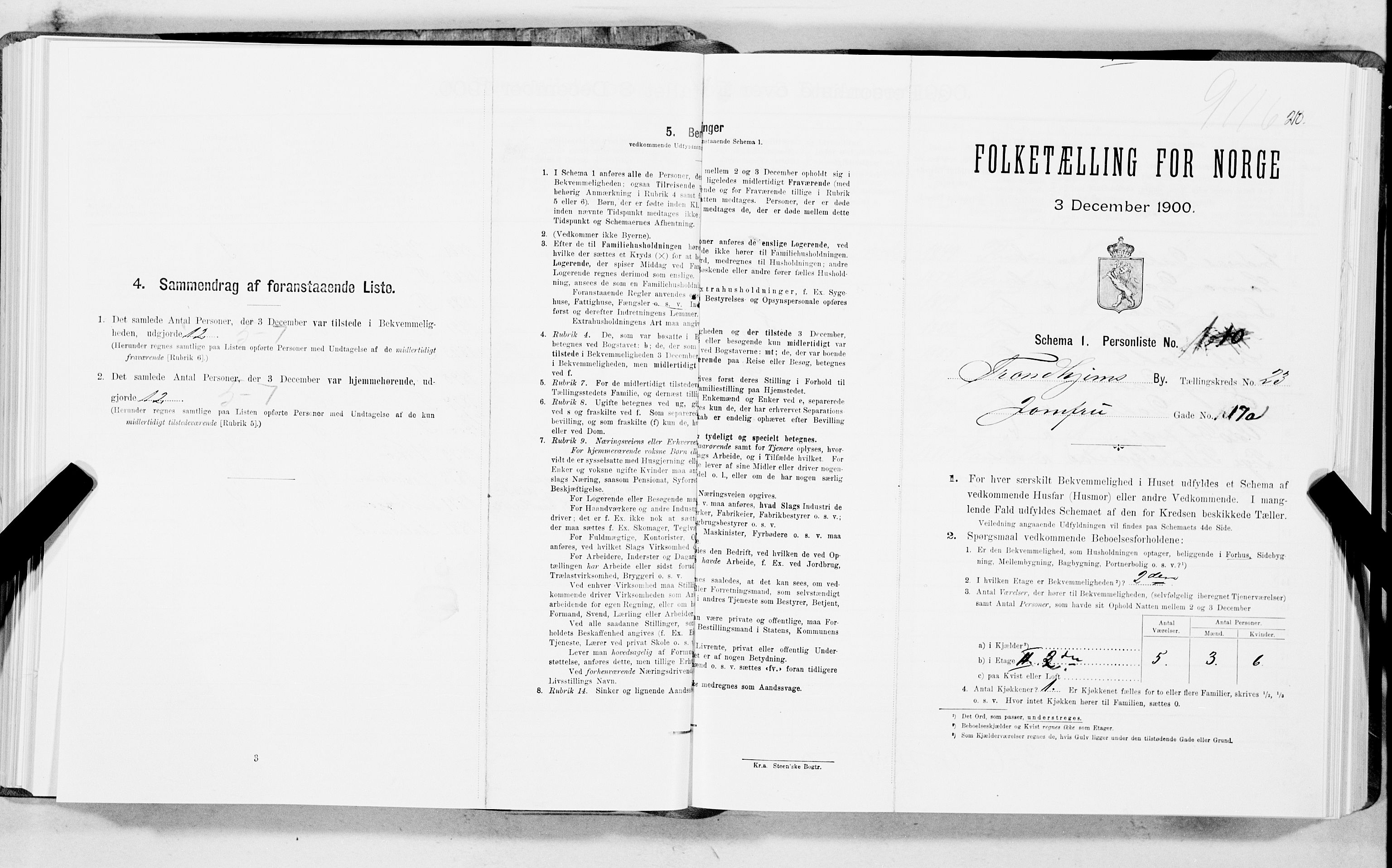 SAT, Folketelling 1900 for 1601 Trondheim kjøpstad, 1900, s. 3697