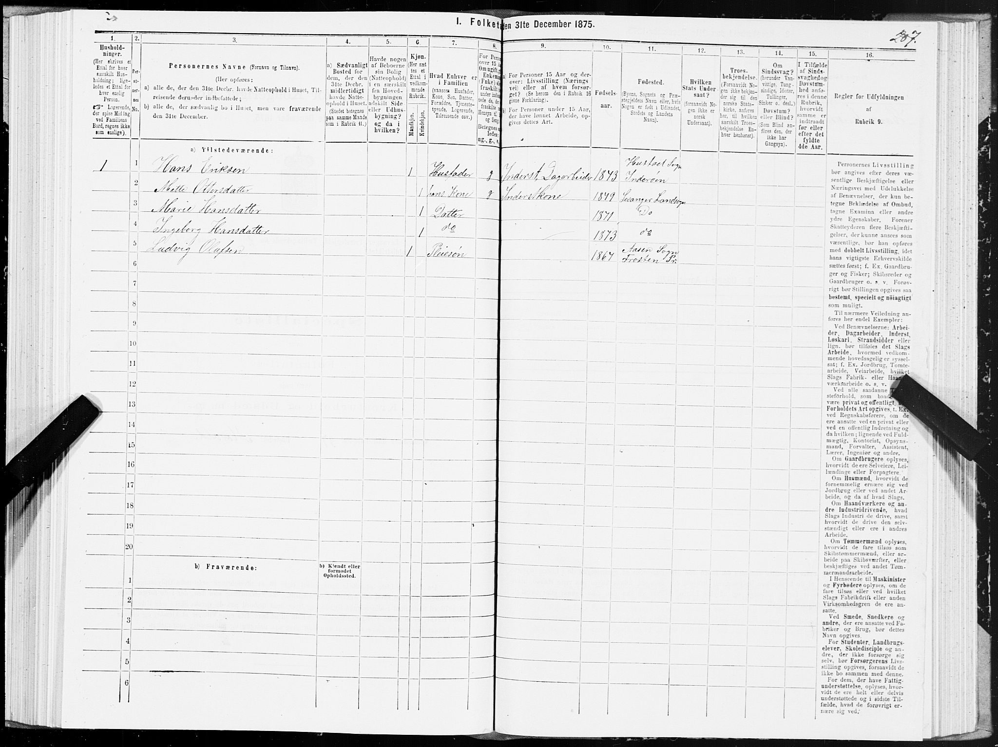 SAT, Folketelling 1875 for 1720L Levanger prestegjeld, Levanger landsokn, 1875, s. 1207