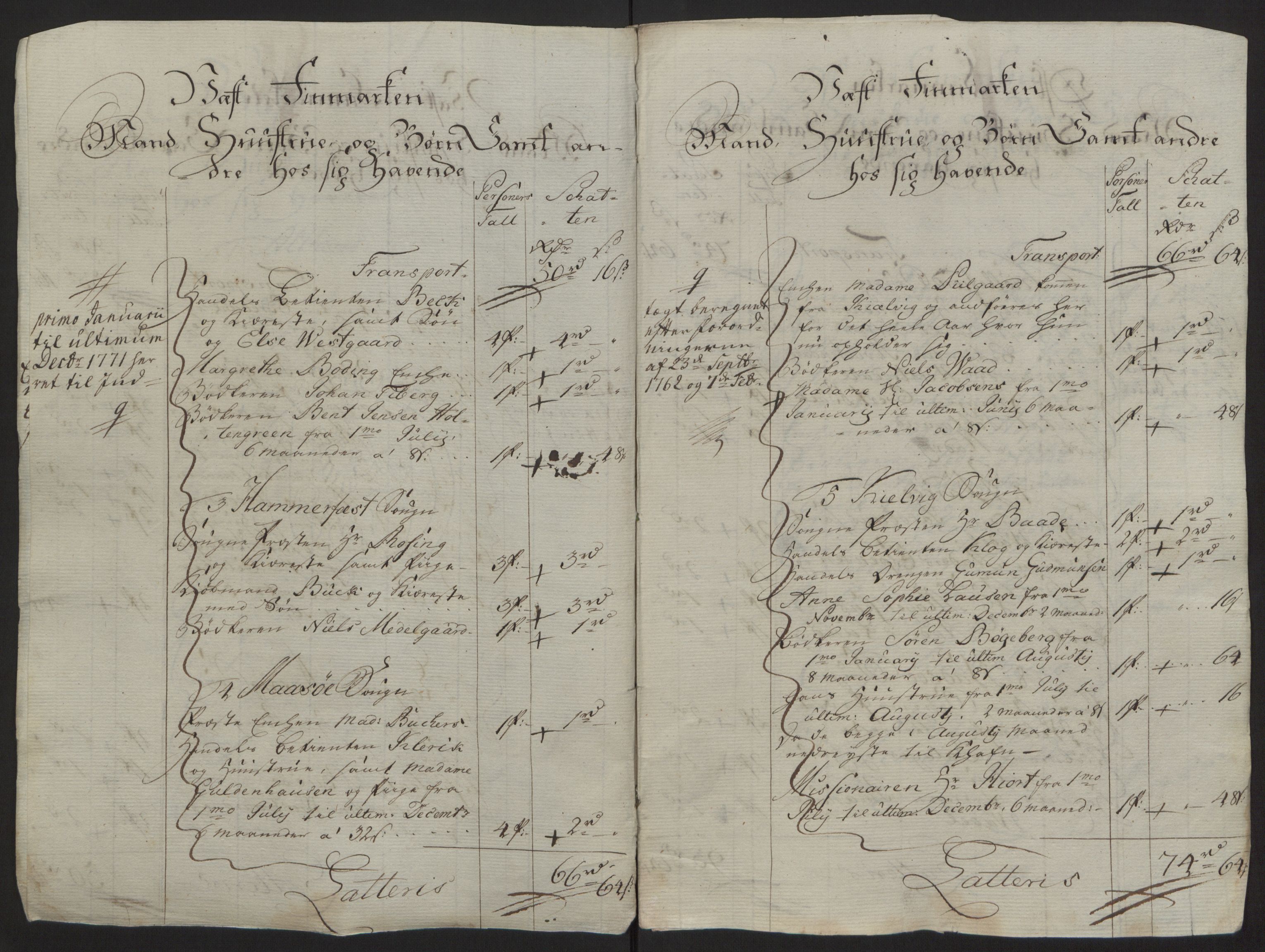Rentekammeret inntil 1814, Reviderte regnskaper, Fogderegnskap, RA/EA-4092/R69/L4910: Ekstraskatten  Finnmark/Vardøhus, 1762-1772, s. 417