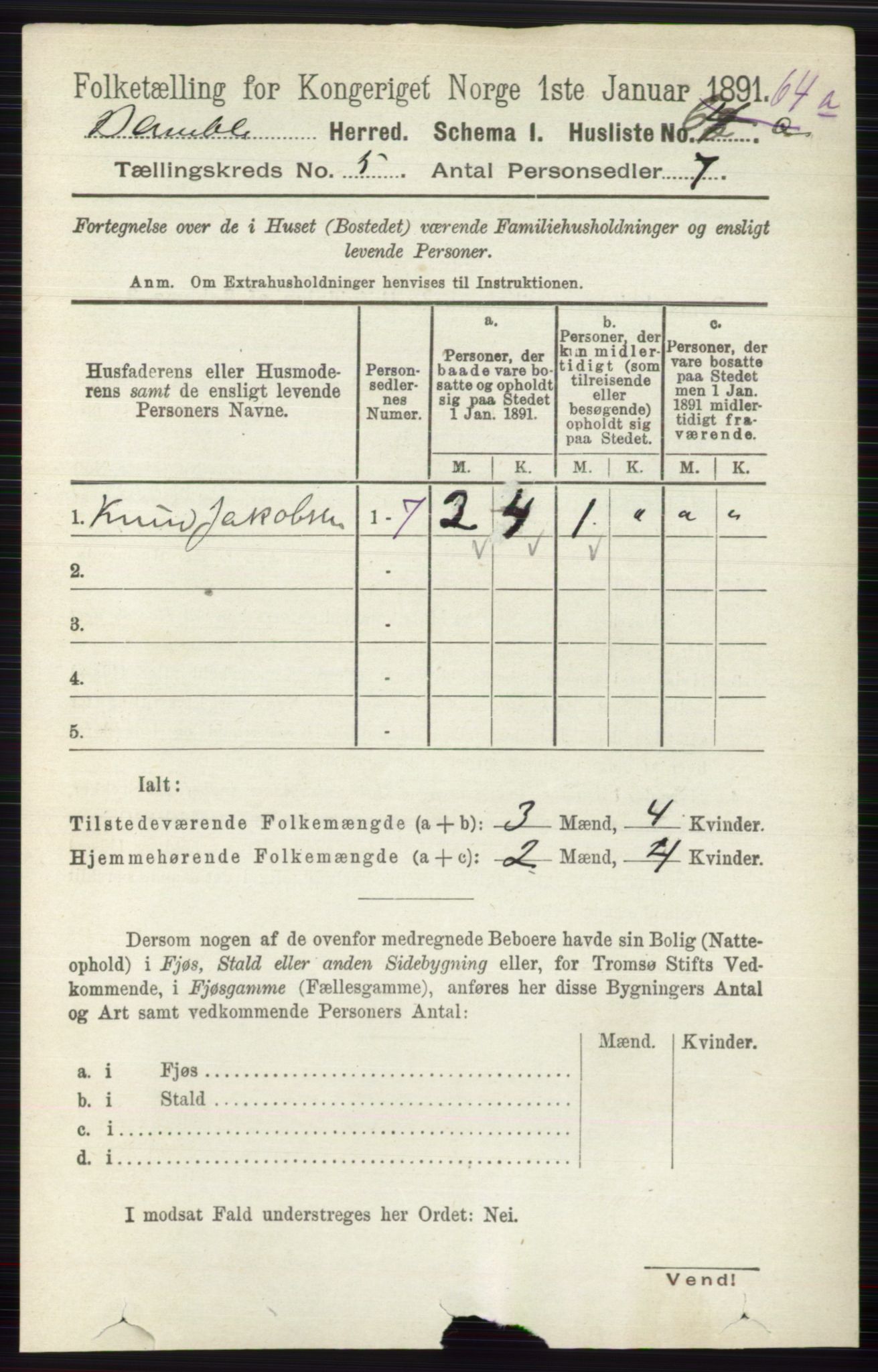 RA, Folketelling 1891 for 0814 Bamble herred, 1891, s. 2238