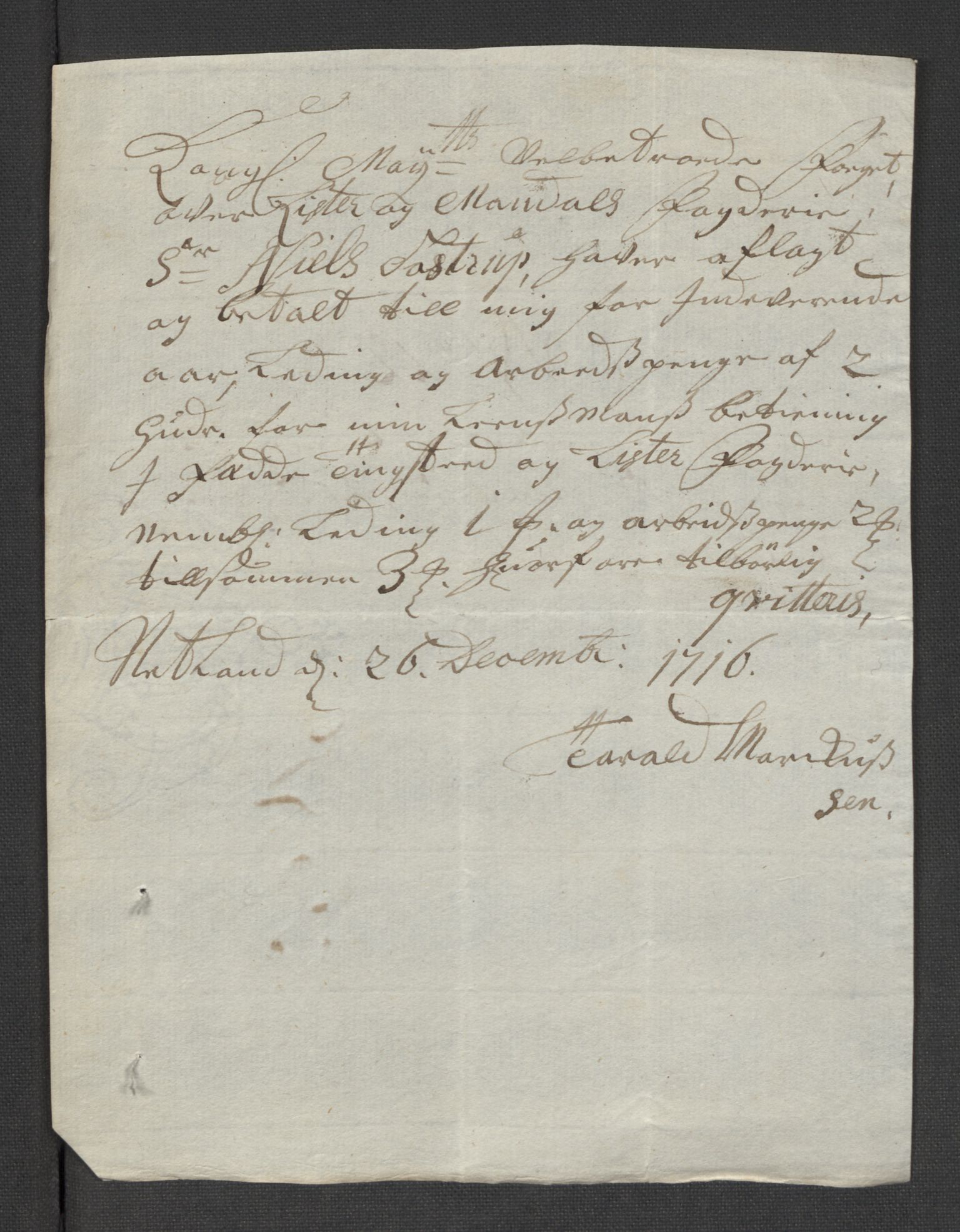 Rentekammeret inntil 1814, Reviderte regnskaper, Fogderegnskap, AV/RA-EA-4092/R43/L2560: Fogderegnskap Lista og Mandal, 1716, s. 216