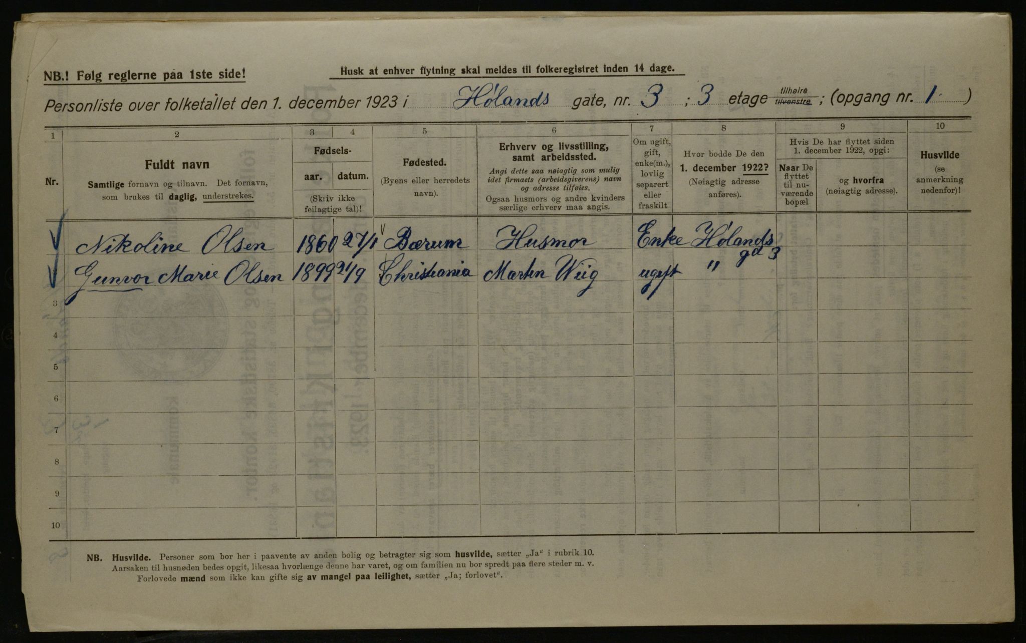 OBA, Kommunal folketelling 1.12.1923 for Kristiania, 1923, s. 47149