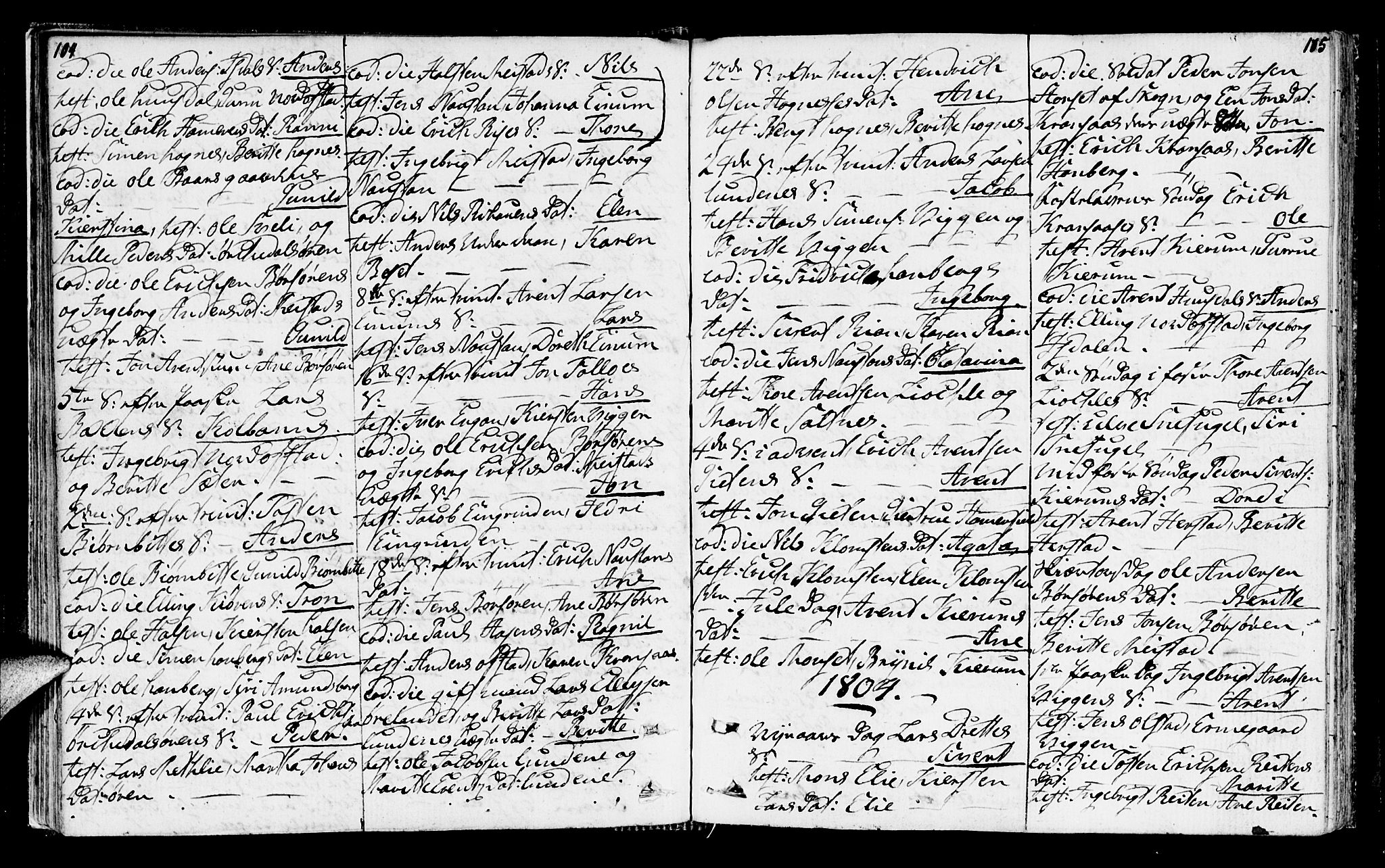 Ministerialprotokoller, klokkerbøker og fødselsregistre - Sør-Trøndelag, AV/SAT-A-1456/665/L0769: Ministerialbok nr. 665A04, 1803-1816, s. 104-105