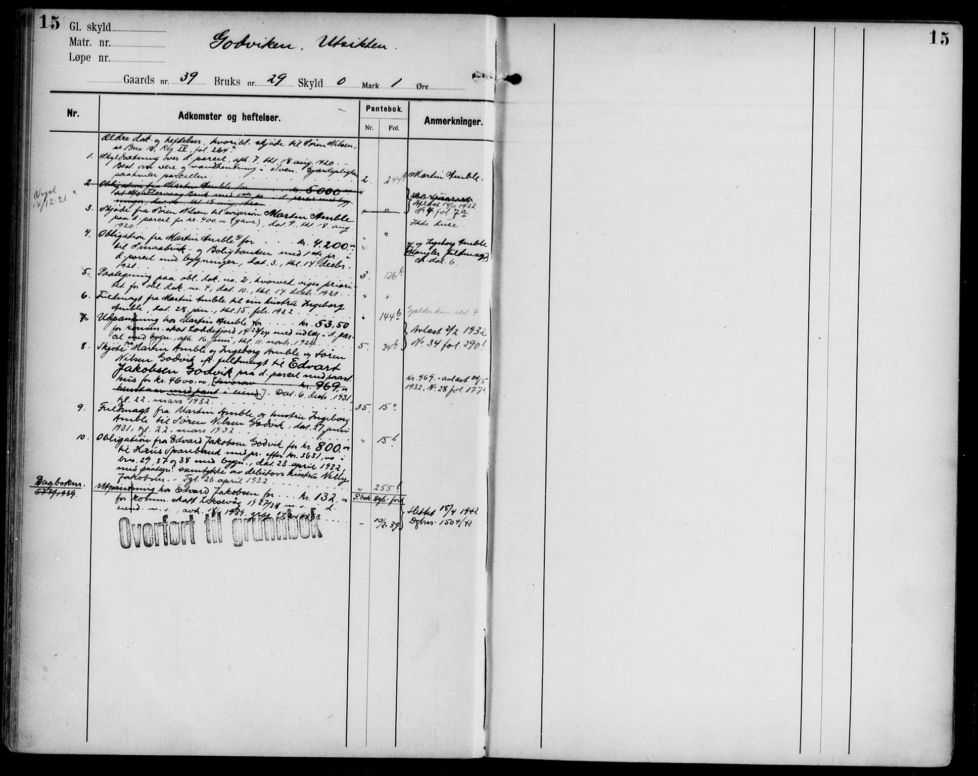 Midhordland sorenskriveri, AV/SAB-A-3001/1/G/Ga/Gab/L0108: Panteregister nr. II.A.b.108, s. 15