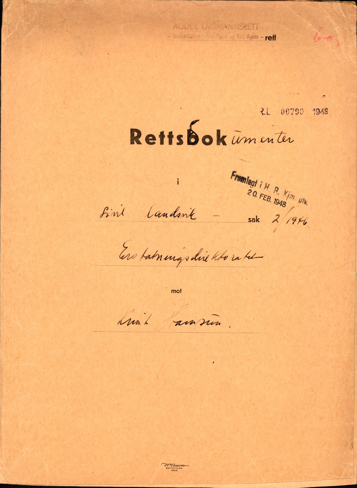 Landssvikarkivet, Arendal politikammer, AV/RA-S-3138-25/D/Dc, 1945-1951, s. 609