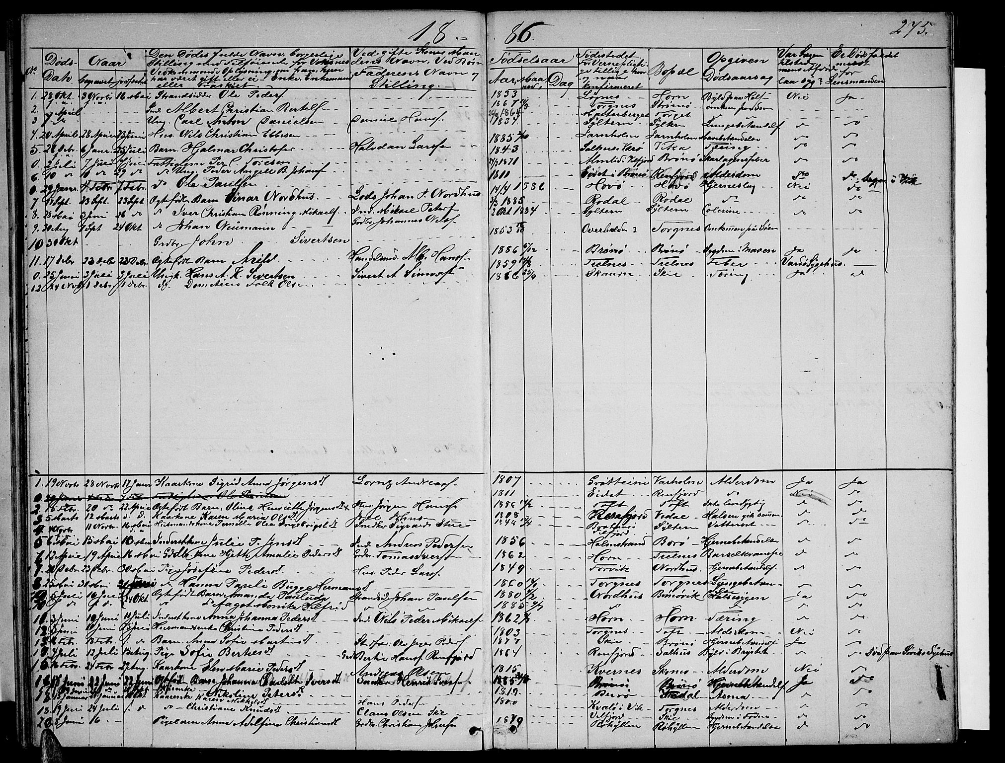 Ministerialprotokoller, klokkerbøker og fødselsregistre - Nordland, SAT/A-1459/813/L0212: Klokkerbok nr. 813C04, 1864-1886, s. 275