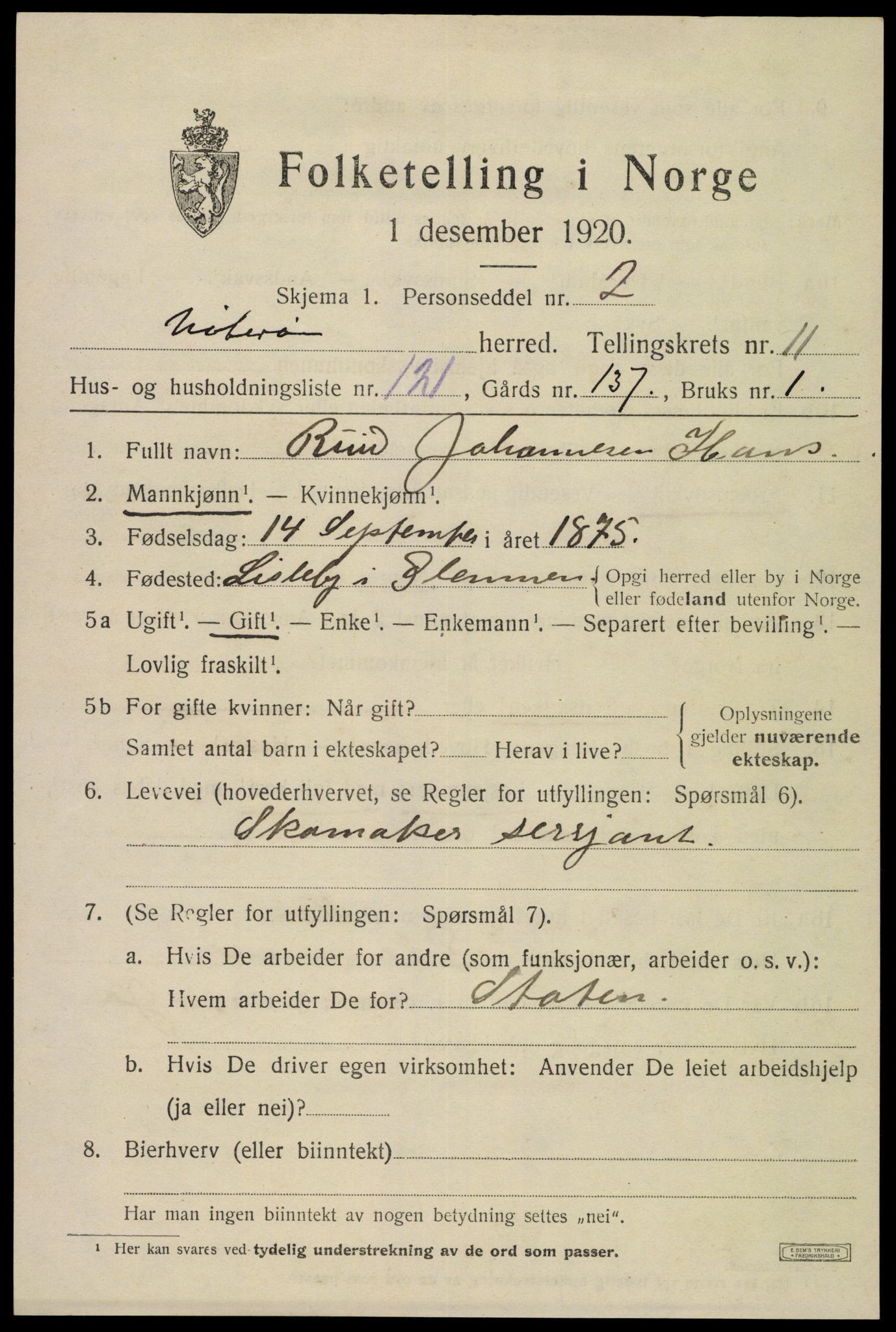 SAKO, Folketelling 1920 for 0722 Nøtterøy herred, 1920, s. 14669