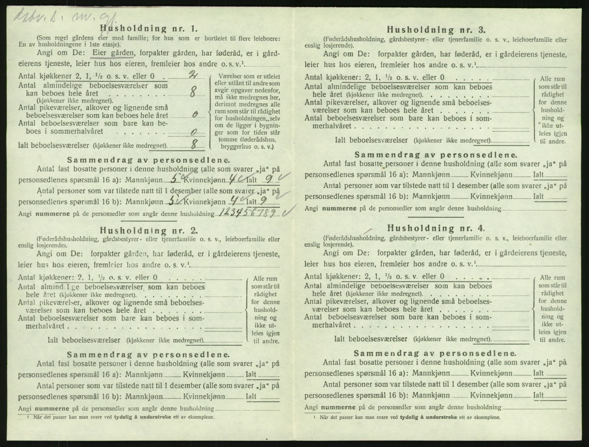 SAKO, Folketelling 1920 for 0725 Tjølling herred, 1920, s. 1000