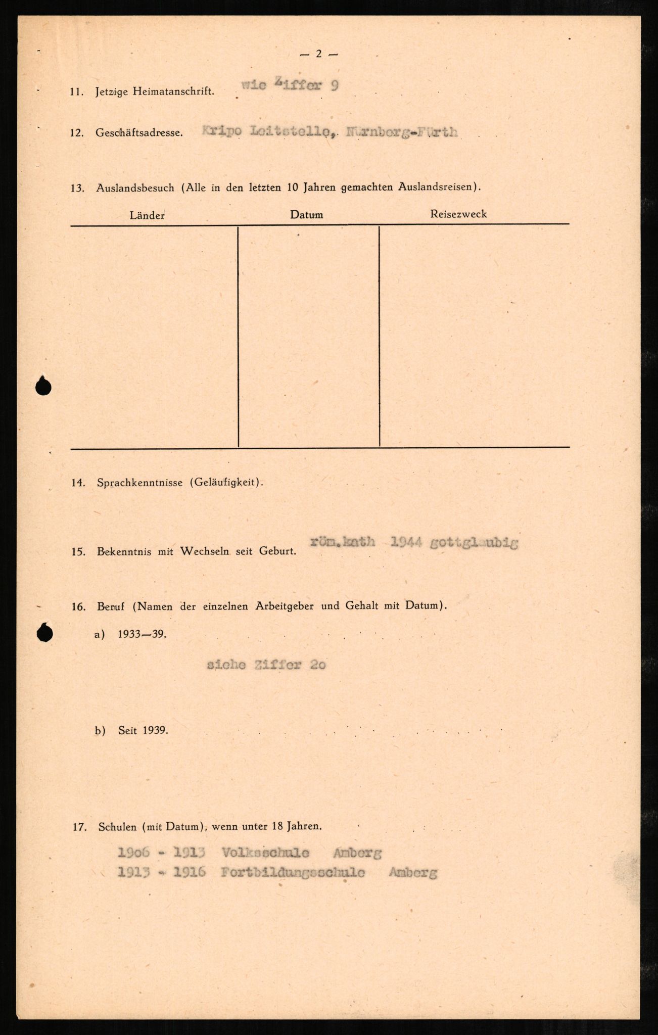 Forsvaret, Forsvarets overkommando II, AV/RA-RAFA-3915/D/Db/L0002: CI Questionaires. Tyske okkupasjonsstyrker i Norge. Tyskere., 1945-1946, s. 245