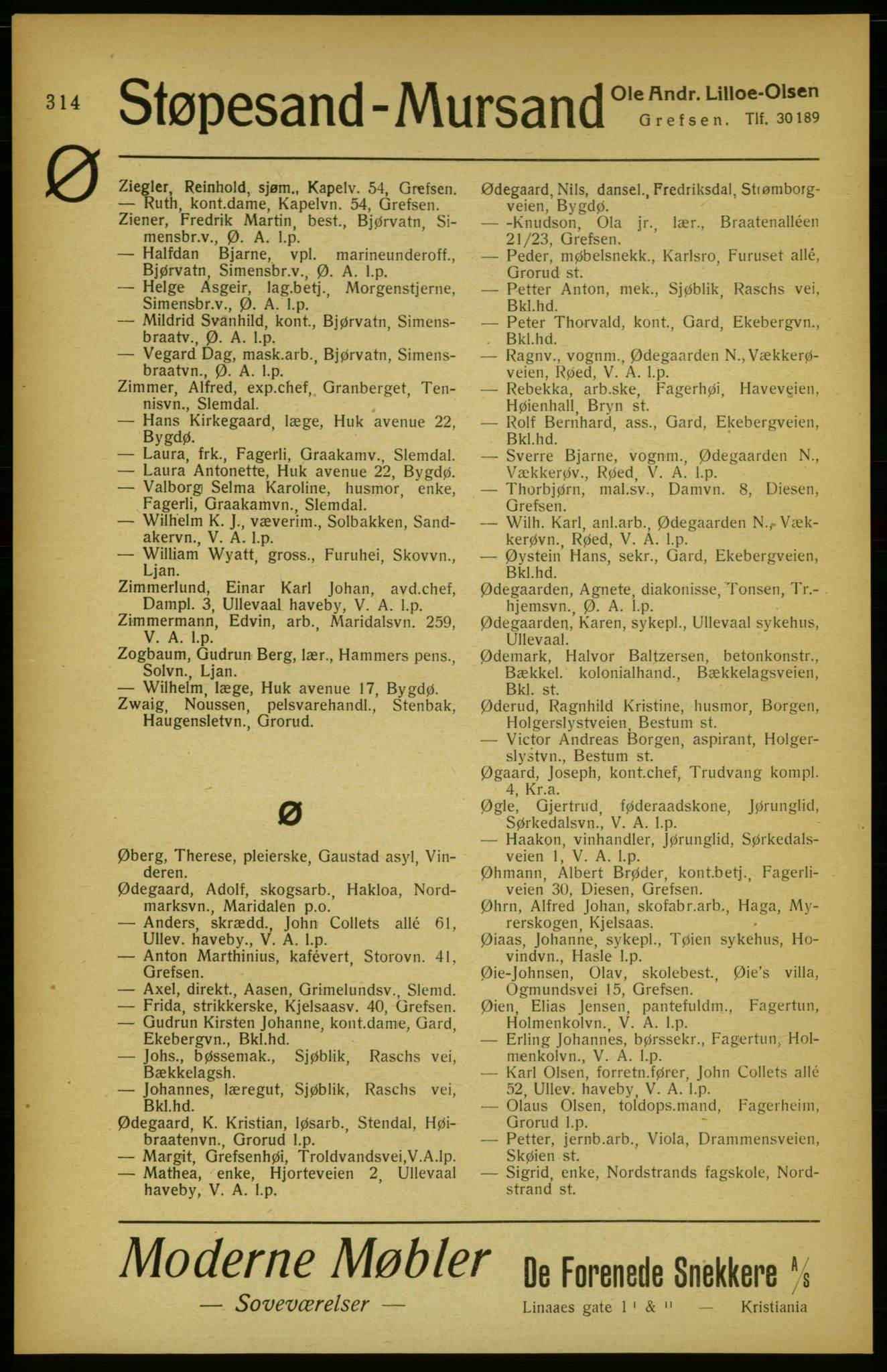 Aker adressebok/adressekalender, PUBL/001/A/002: Akers adressekalender, 1922, s. 314