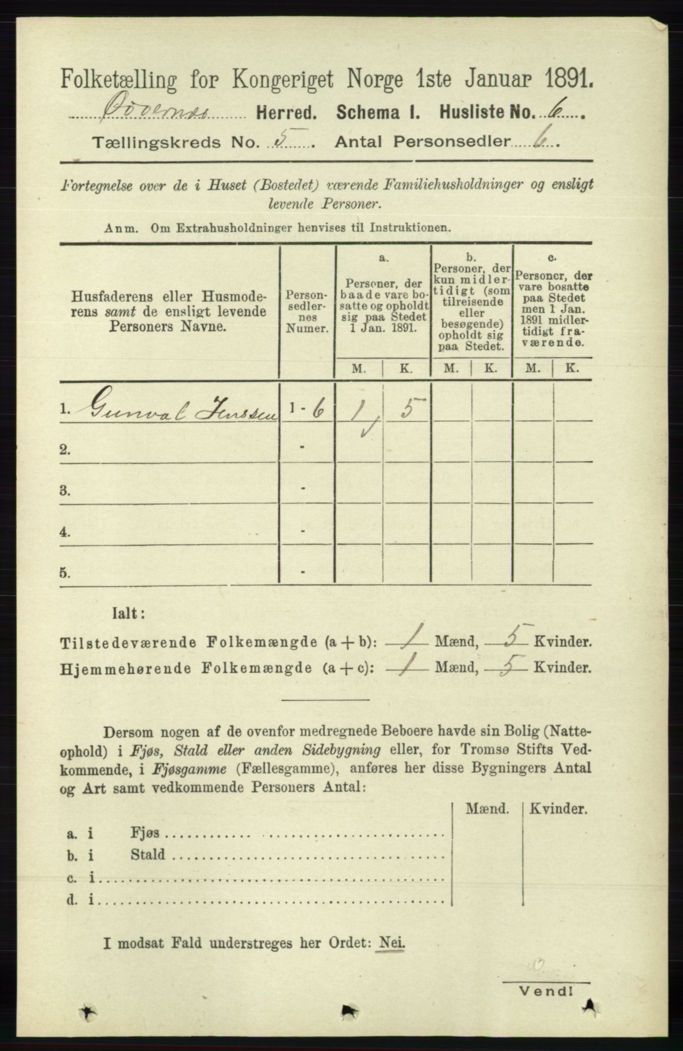 RA, Folketelling 1891 for 1012 Oddernes herred, 1891, s. 1714