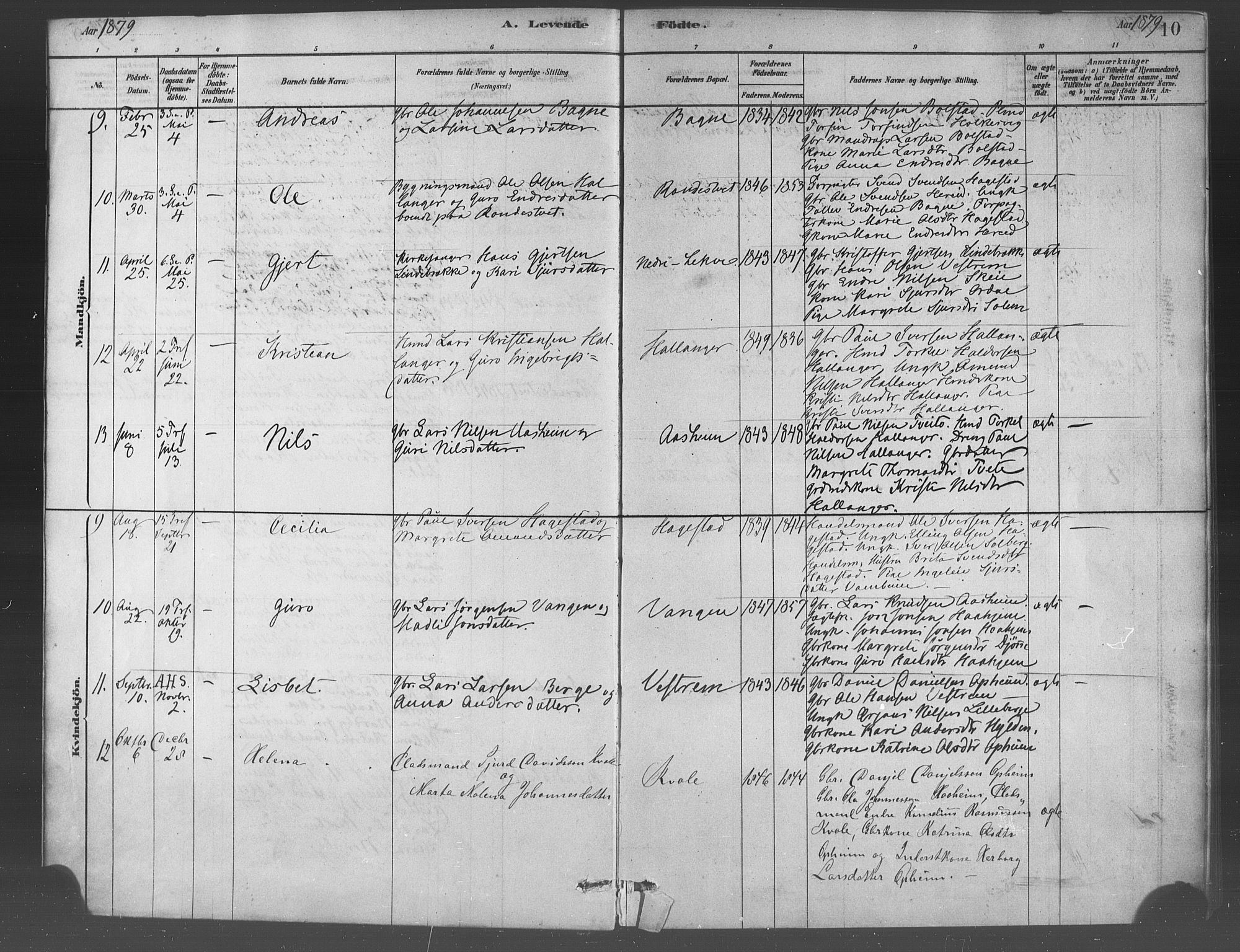 Ulvik sokneprestembete, AV/SAB-A-78801/H/Haa: Ministerialbok nr. B 1, 1878-1897, s. 10