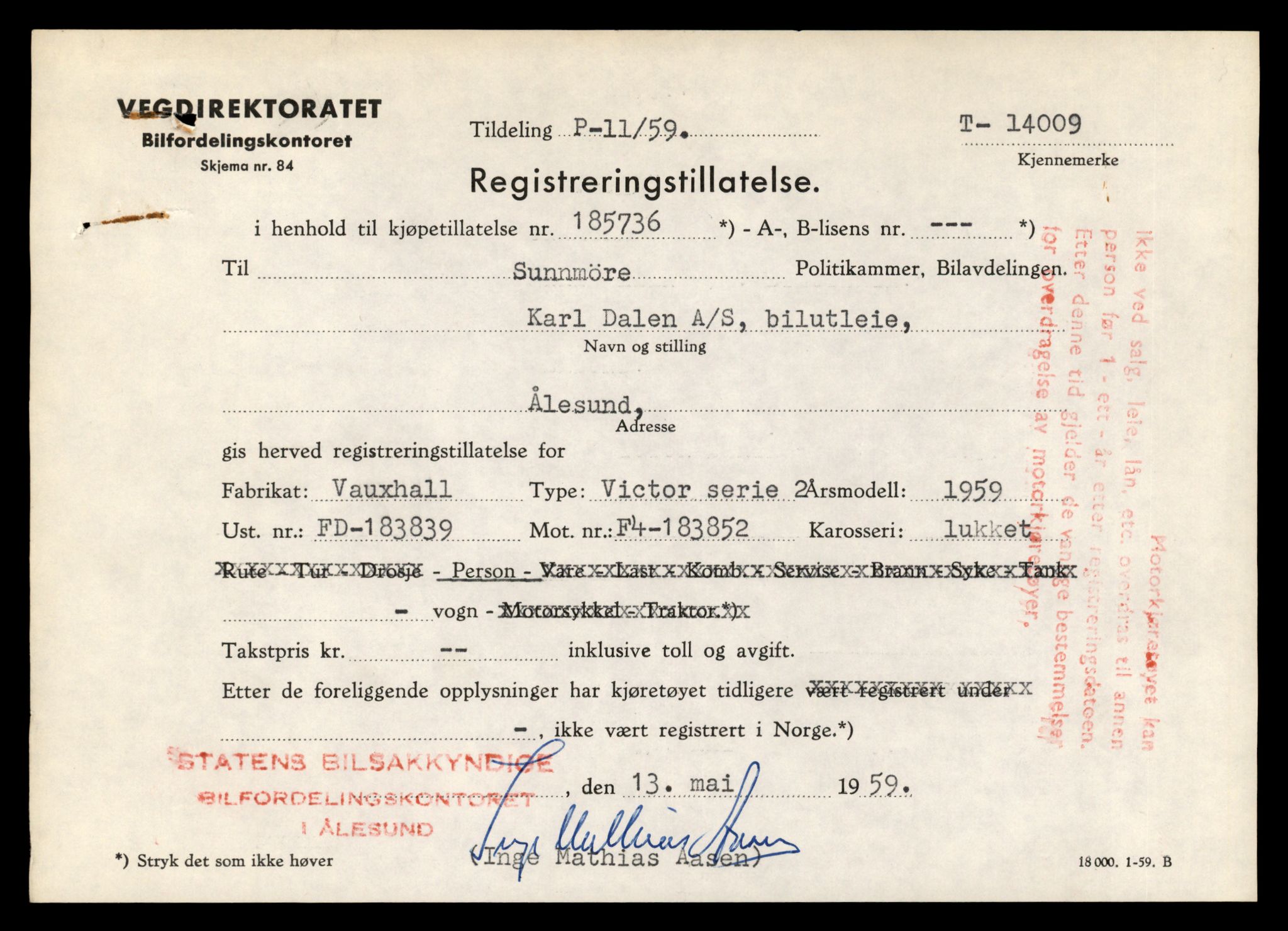 Møre og Romsdal vegkontor - Ålesund trafikkstasjon, AV/SAT-A-4099/F/Fe/L0042: Registreringskort for kjøretøy T 13906 - T 14079, 1927-1998, s. 1457