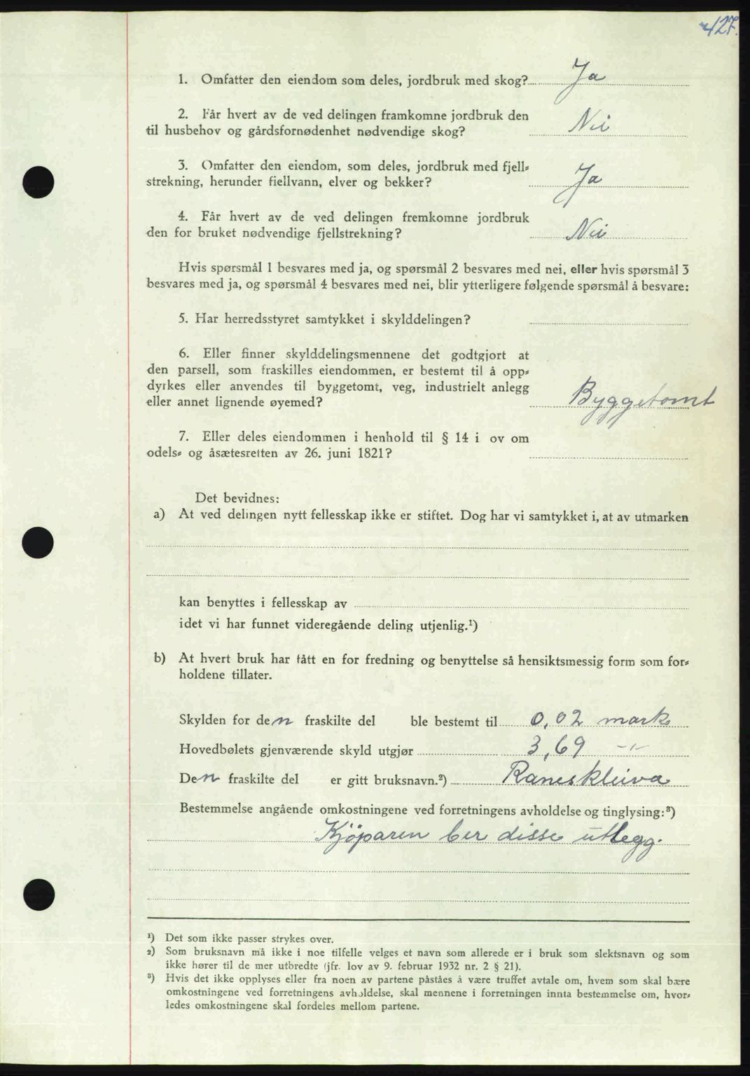 Nordmøre sorenskriveri, AV/SAT-A-4132/1/2/2Ca: Pantebok nr. A106, 1947-1947, Dagboknr: 2350/1947