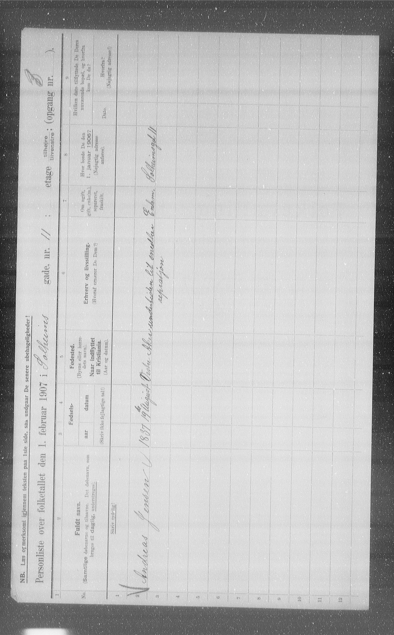OBA, Kommunal folketelling 1.2.1907 for Kristiania kjøpstad, 1907, s. 50895