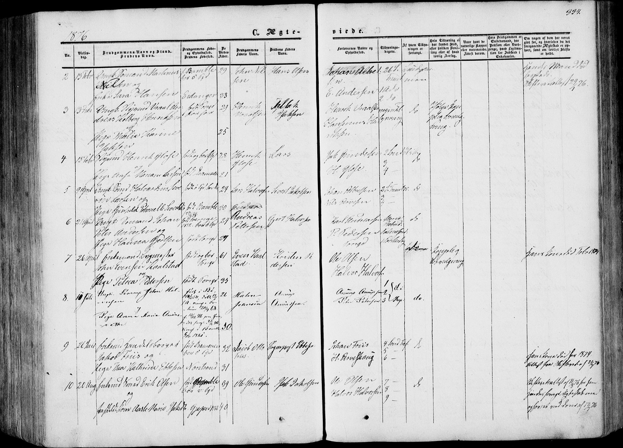 Porsgrunn kirkebøker , AV/SAKO-A-104/F/Fa/L0007: Ministerialbok nr. 7, 1858-1877, s. 334