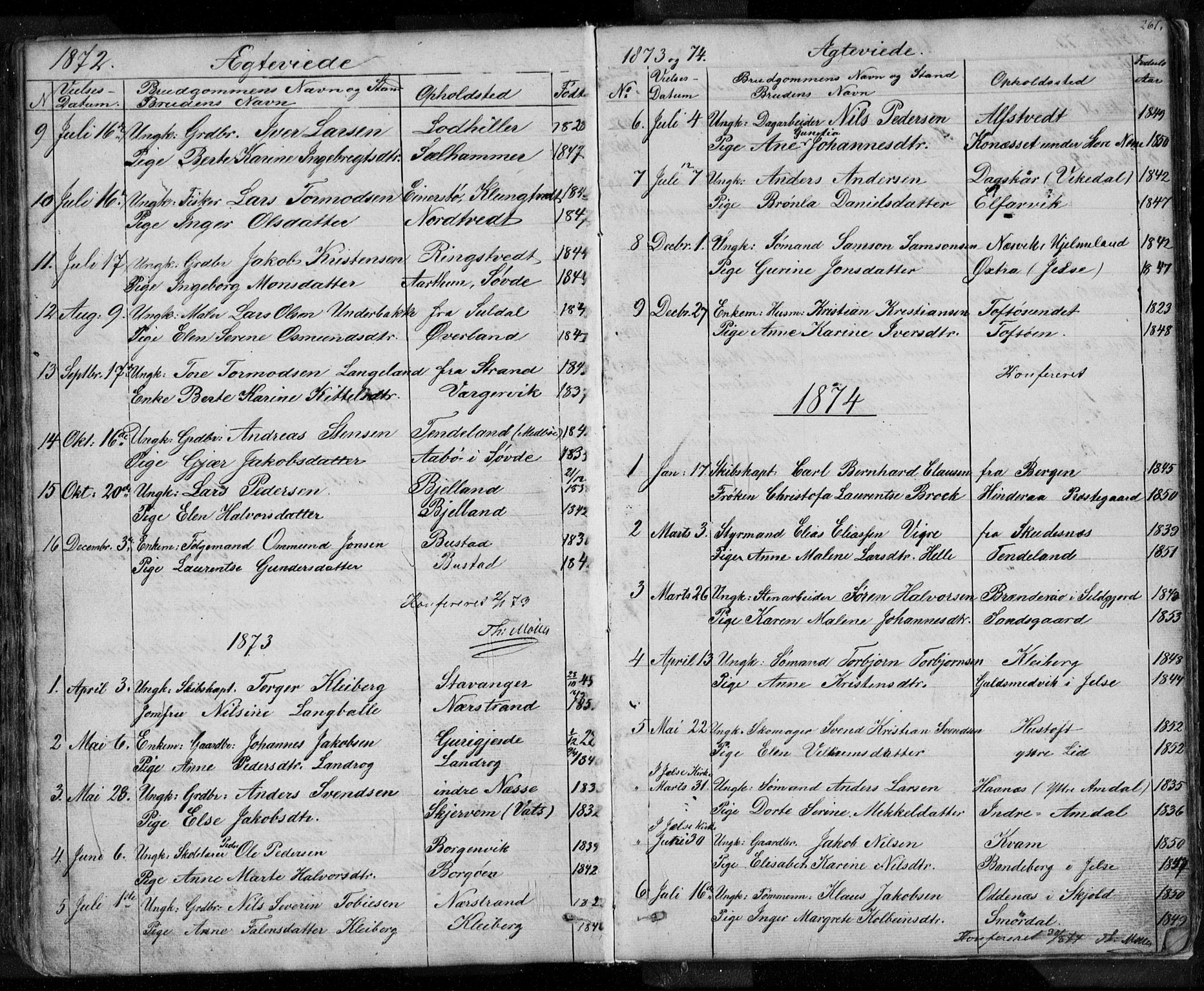 Nedstrand sokneprestkontor, AV/SAST-A-101841/01/V: Klokkerbok nr. B 3, 1848-1933, s. 267