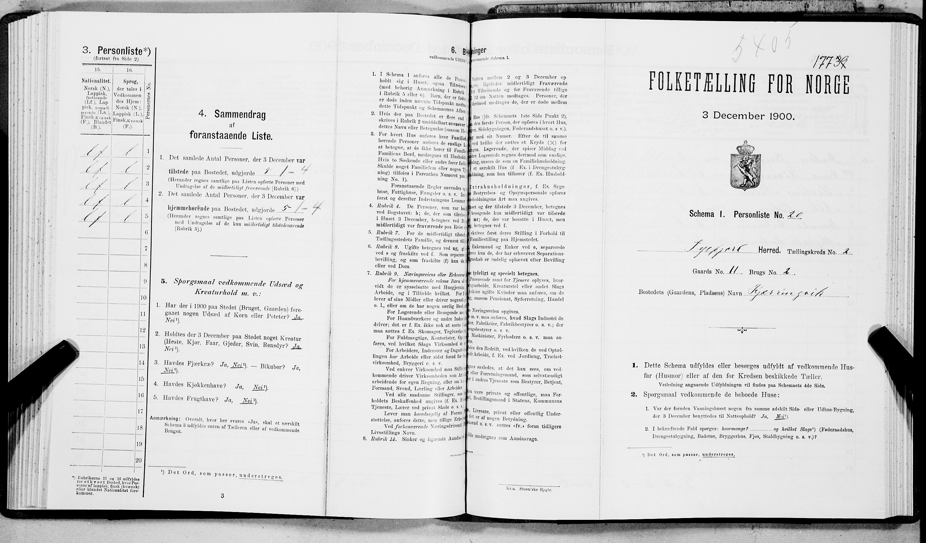 SAT, Folketelling 1900 for 1850 Tysfjord herred, 1900, s. 190