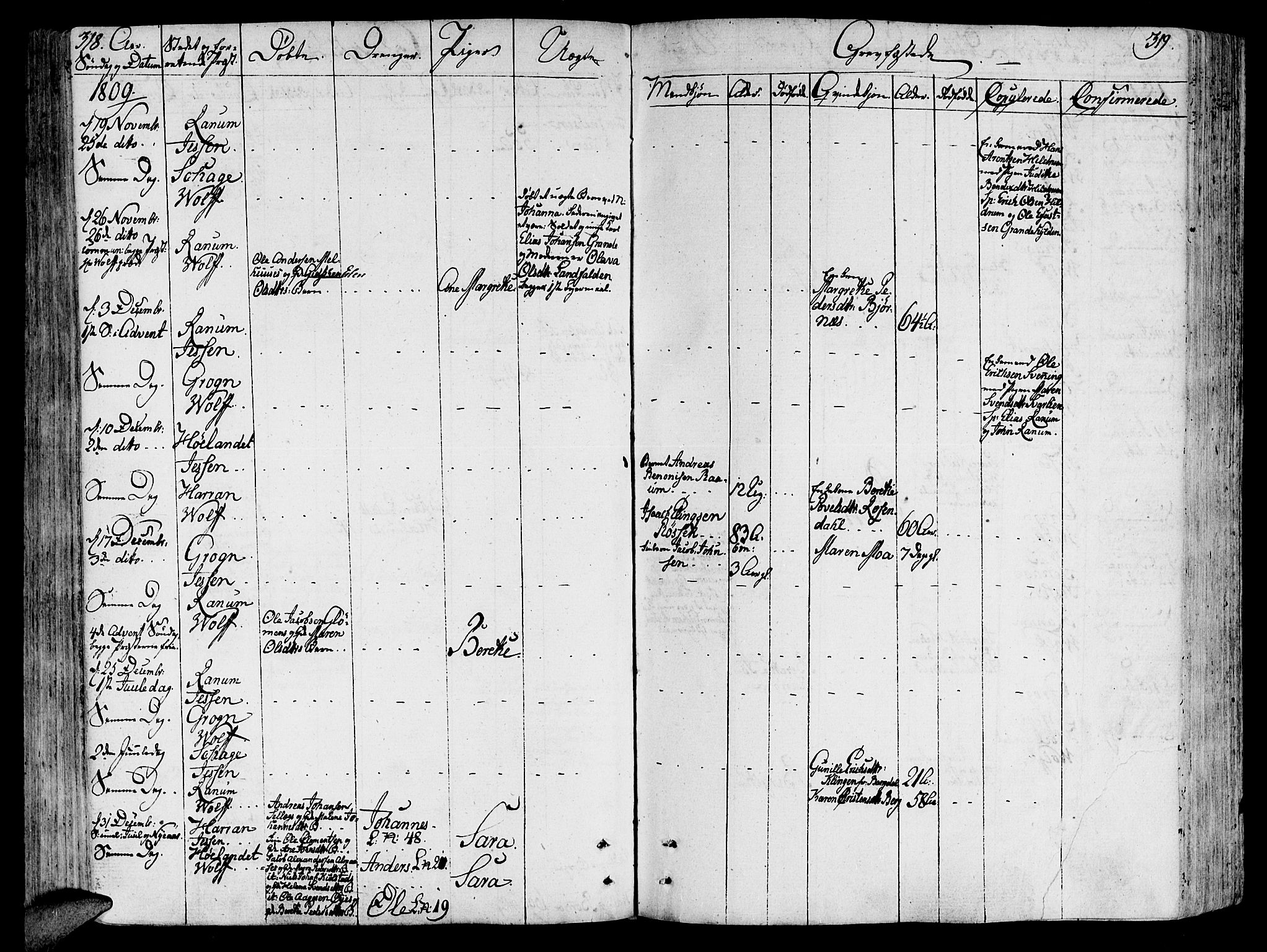 Ministerialprotokoller, klokkerbøker og fødselsregistre - Nord-Trøndelag, SAT/A-1458/764/L0545: Ministerialbok nr. 764A05, 1799-1816, s. 318-319