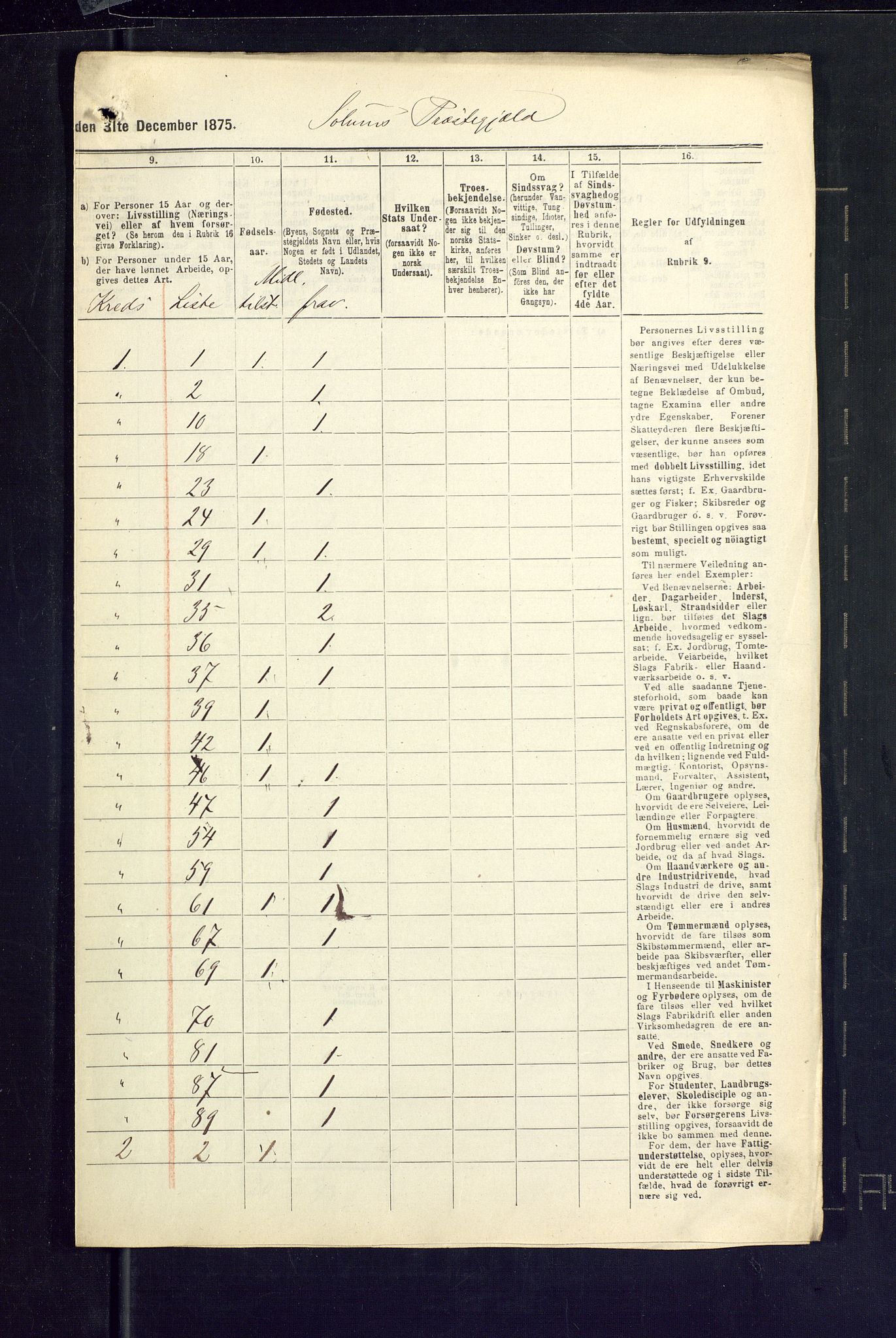 SAKO, Folketelling 1875 for 0818P Solum prestegjeld, 1875, s. 75