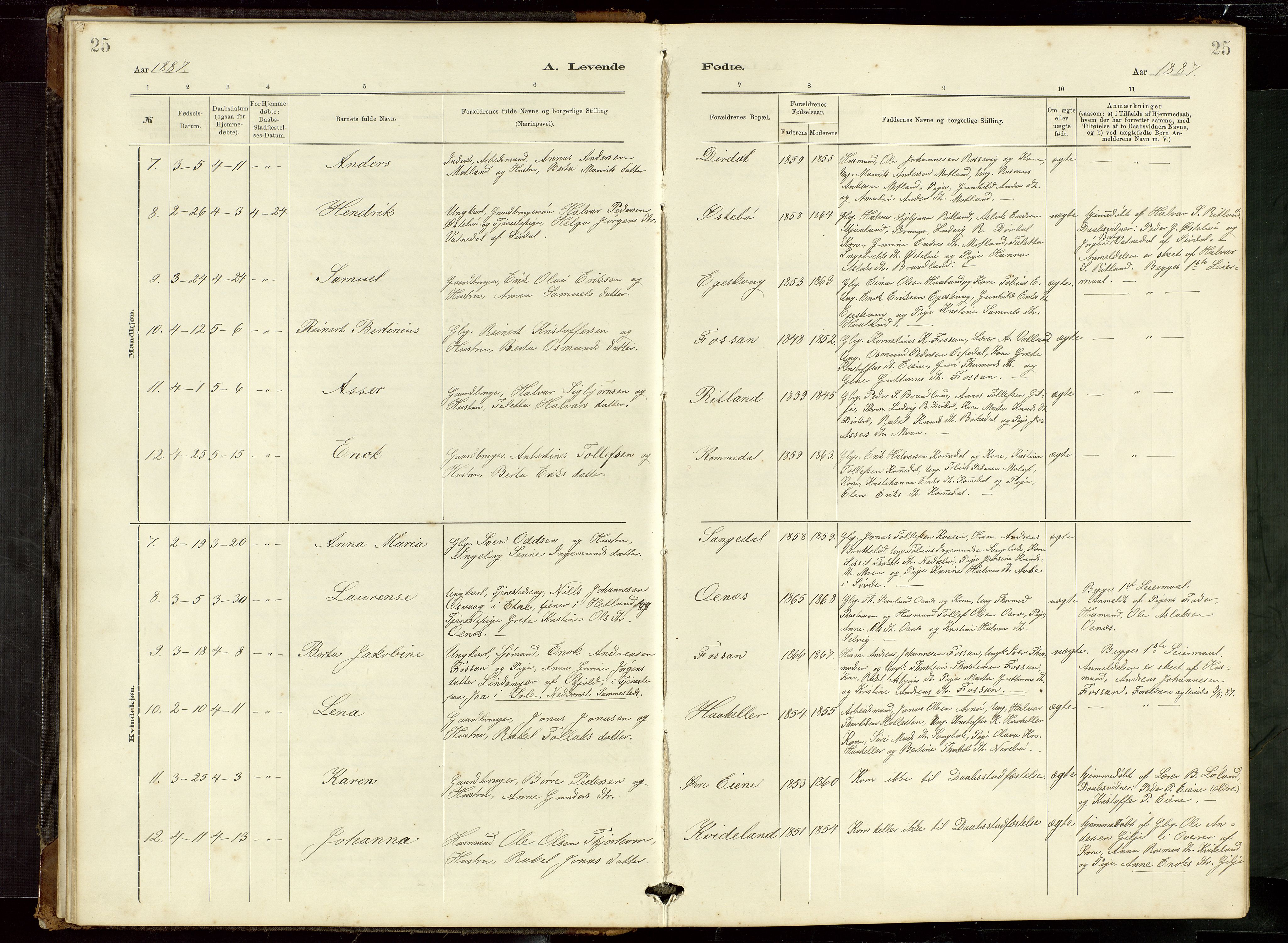 Høgsfjord sokneprestkontor, SAST/A-101624/H/Ha/Hab/L0009: Klokkerbok nr. B 9, 1883-1920, s. 25