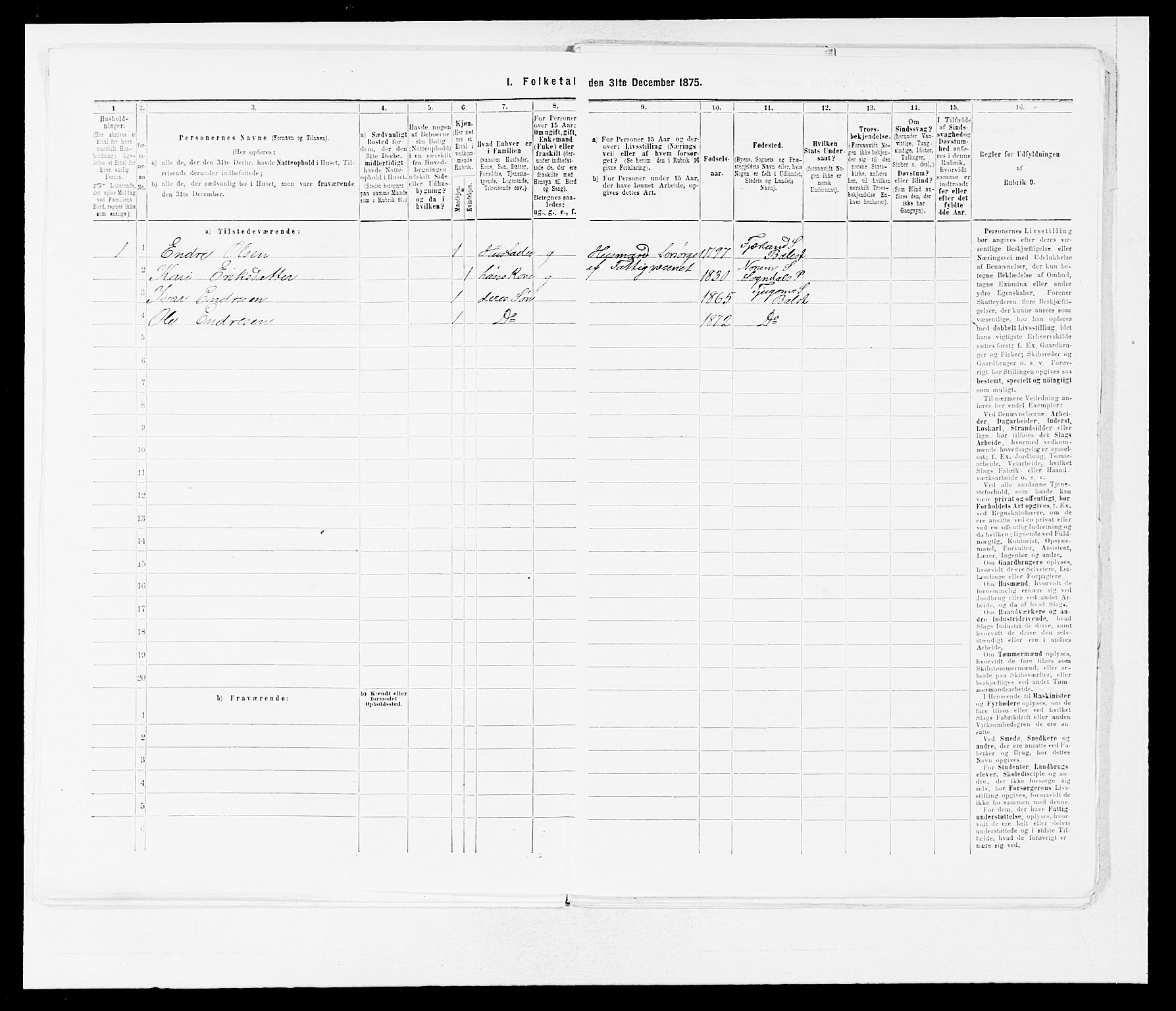 SAB, Folketelling 1875 for 1418P Balestrand prestegjeld, 1875, s. 224