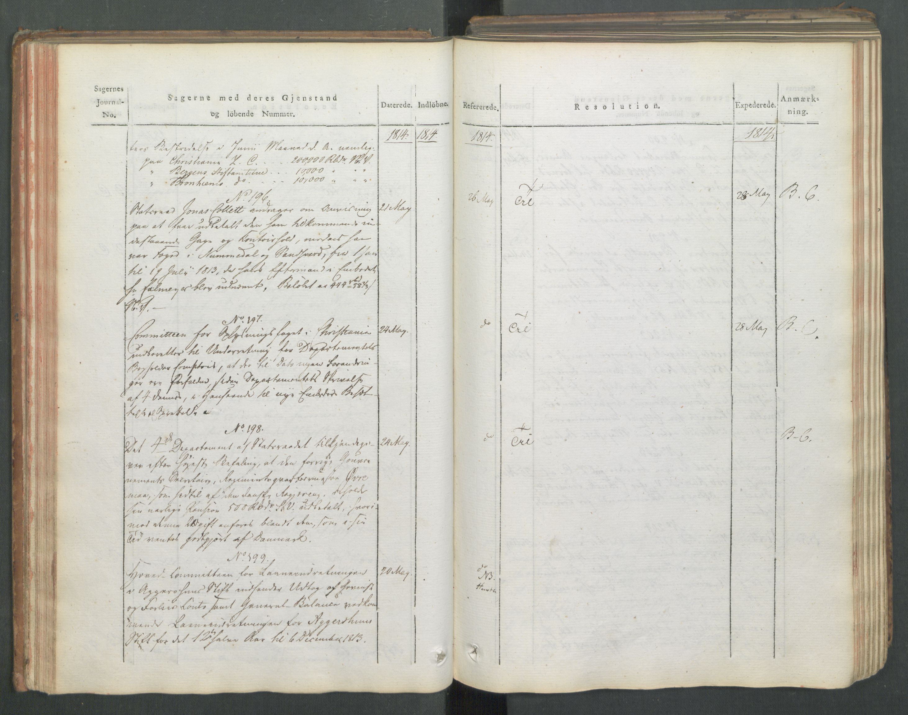 Departementene i 1814, RA/S-3899/Fa/L0008: 1. byrå - Journal B, 1814, s. 50