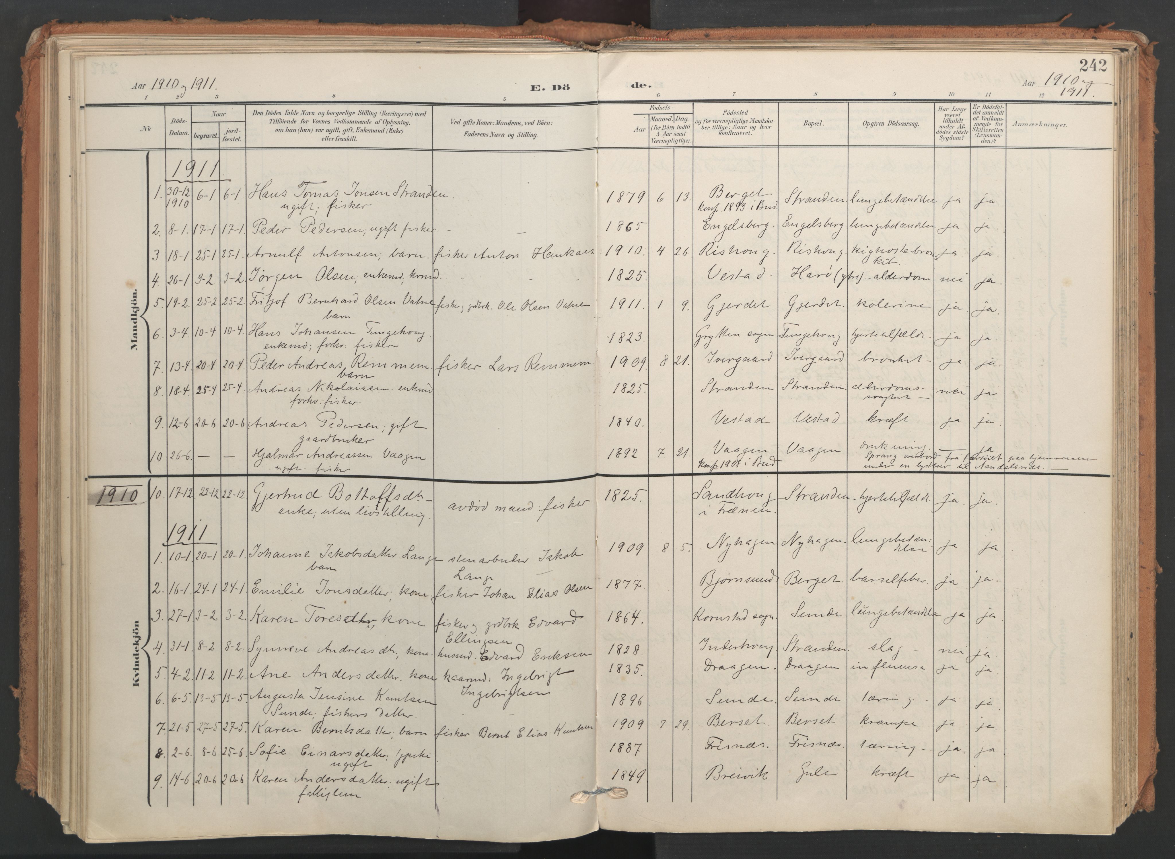 Ministerialprotokoller, klokkerbøker og fødselsregistre - Møre og Romsdal, AV/SAT-A-1454/566/L0771: Ministerialbok nr. 566A10, 1904-1929, s. 242