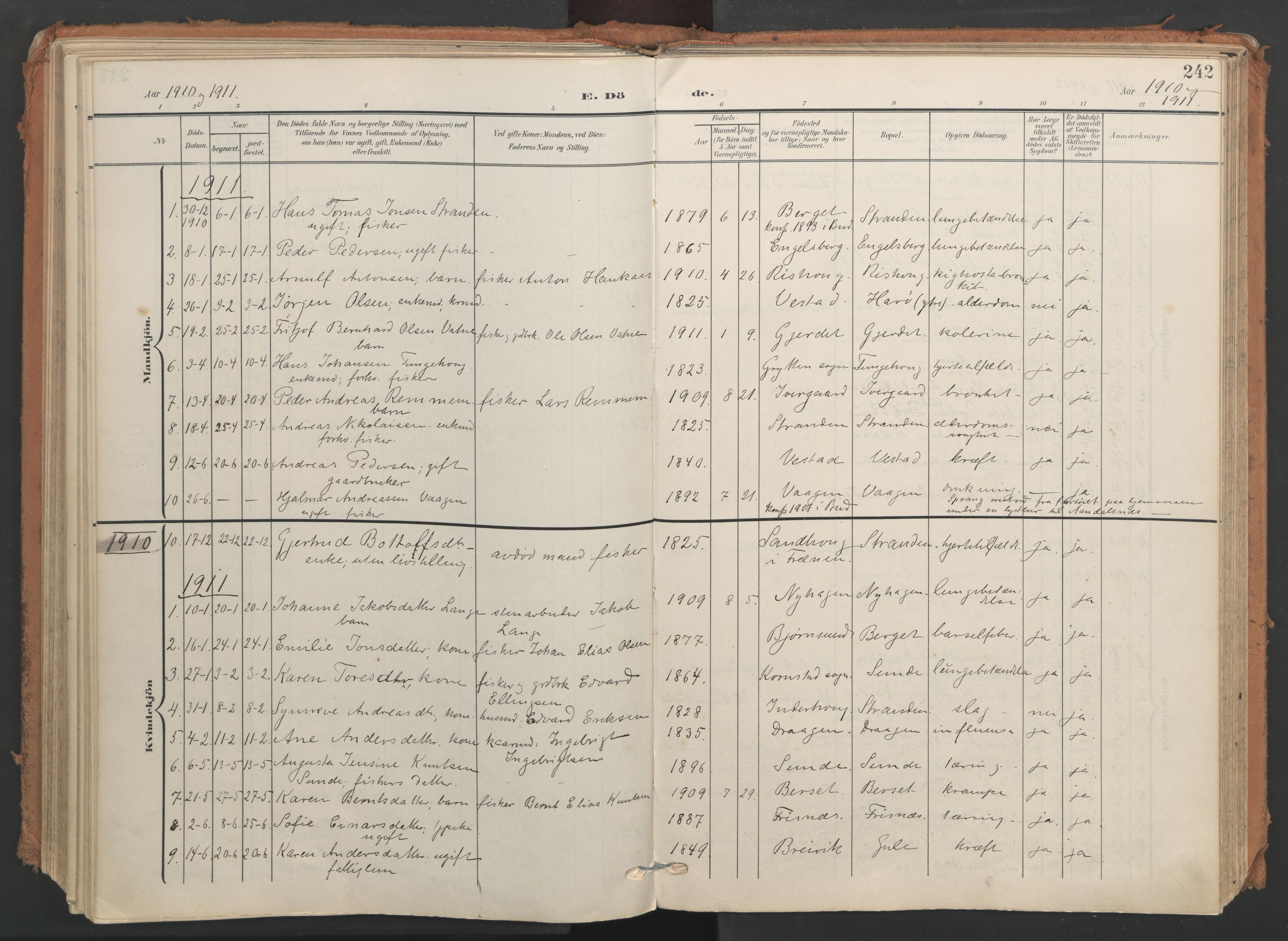 Ministerialprotokoller, klokkerbøker og fødselsregistre - Møre og Romsdal, SAT/A-1454/566/L0771: Ministerialbok nr. 566A10, 1904-1929, s. 242