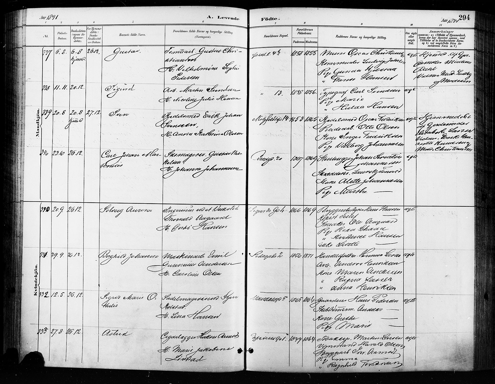 Grønland prestekontor Kirkebøker, SAO/A-10848/F/Fa/L0009: Ministerialbok nr. 9, 1888-1893, s. 294