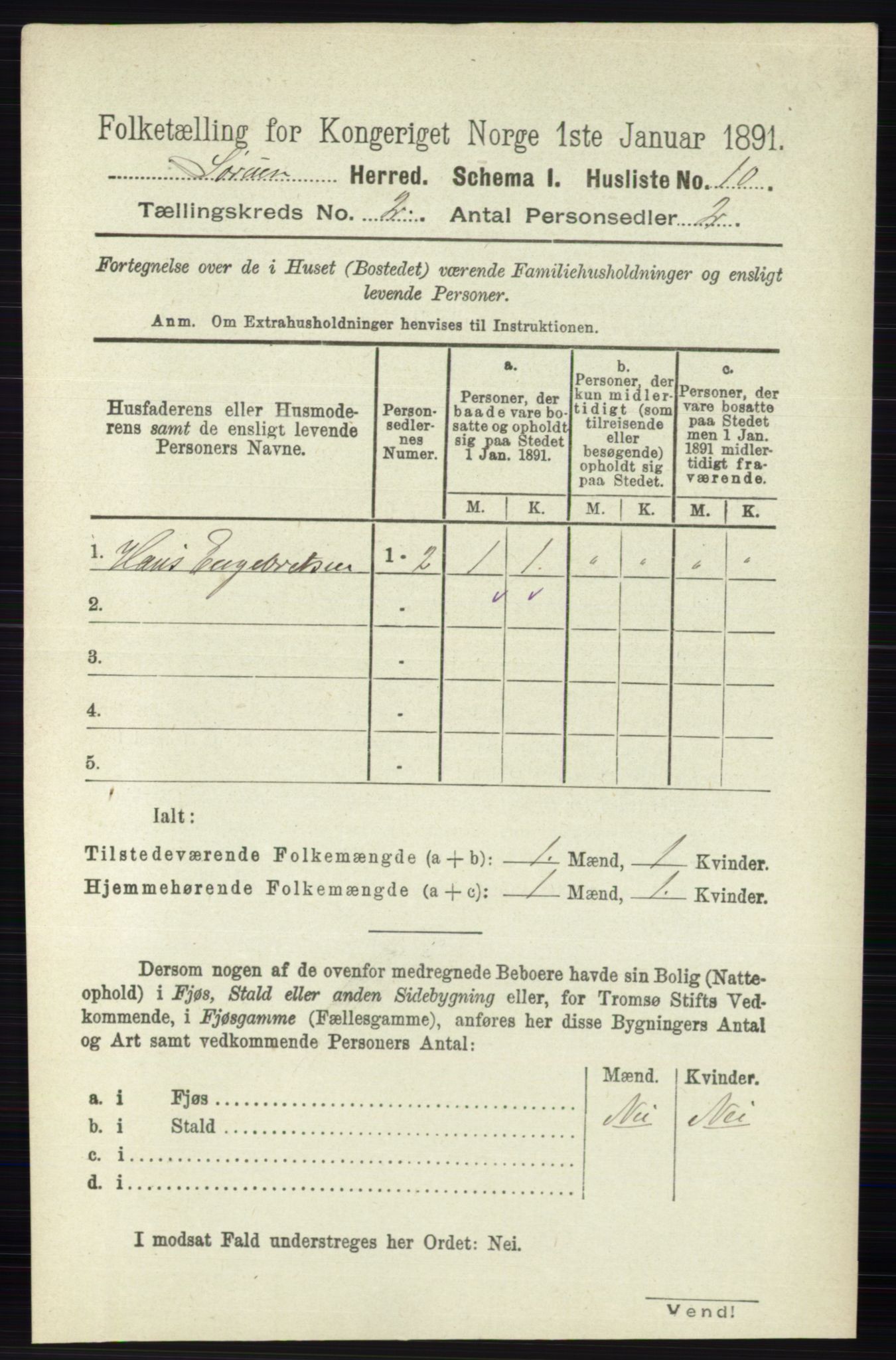 RA, Folketelling 1891 for 0226 Sørum herred, 1891, s. 585